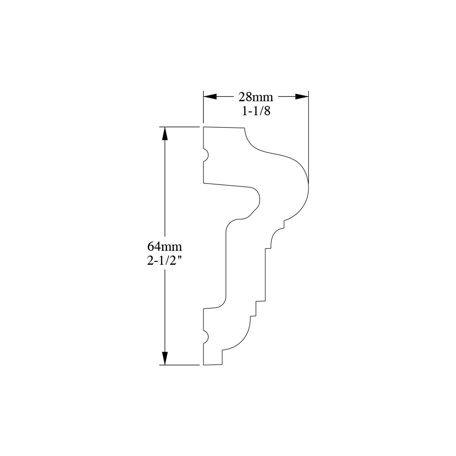 2.5'' H x 78.75'' W x 1.13'' D Plastic Chair Rail