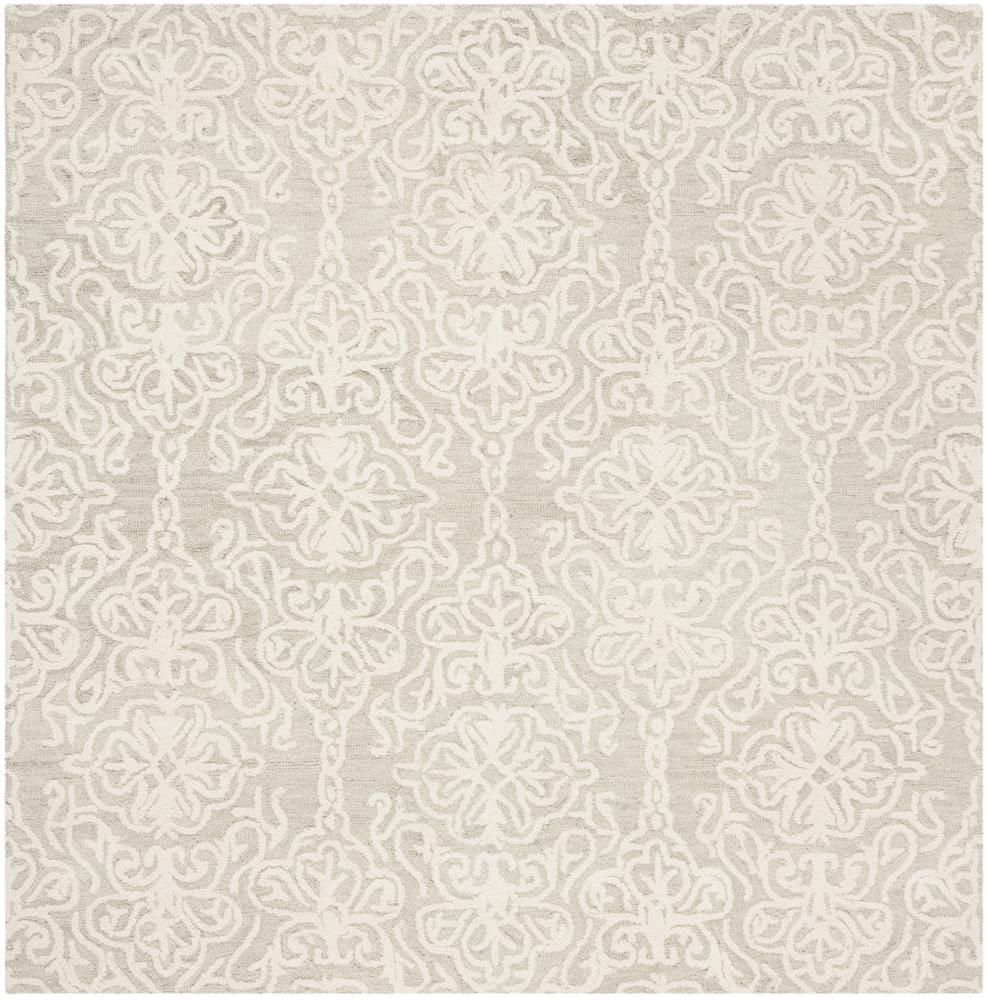 Blossom BLM112 Hand Tufted Indoor Area Rug - Silver/Ivory - 6'x6' - Safavieh