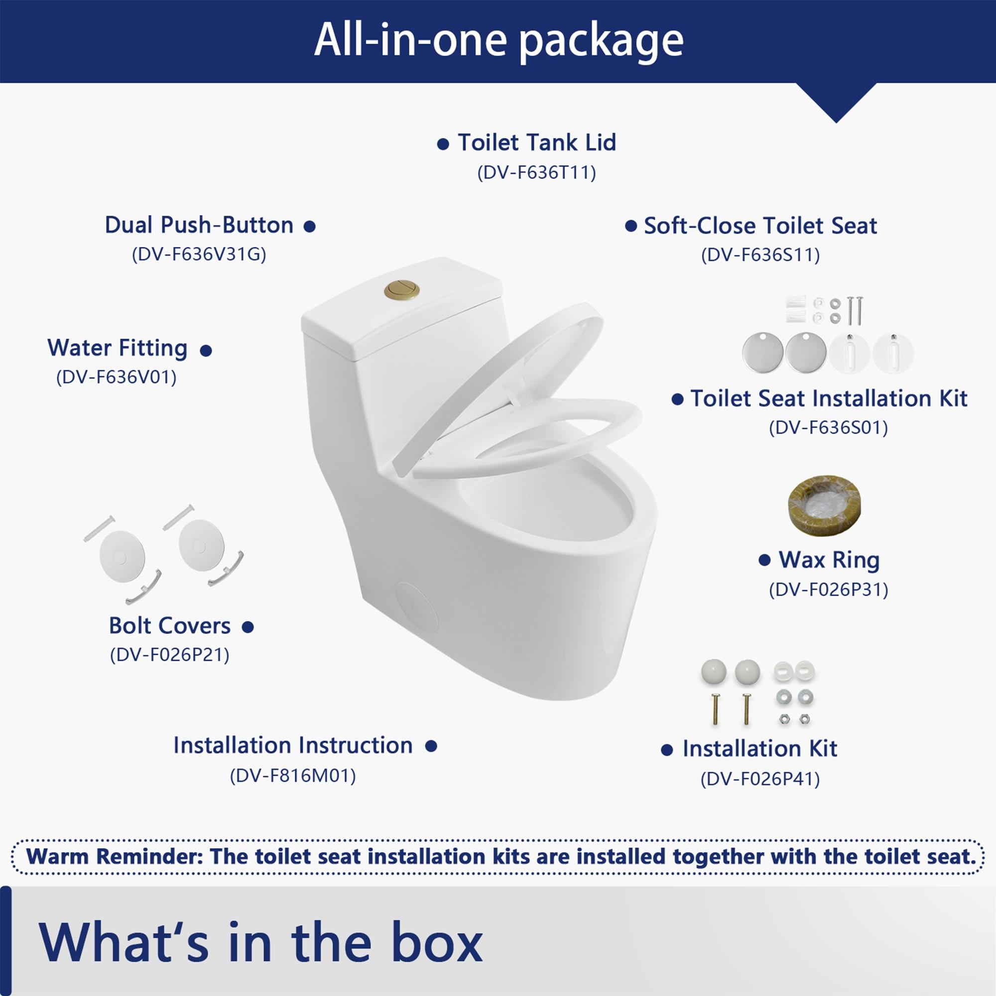 DeerValley Prism Dual-Flush Elongated One-Piece Toilet with Glazed Surface Lower Water Tank for Space Saving (Seat Included)