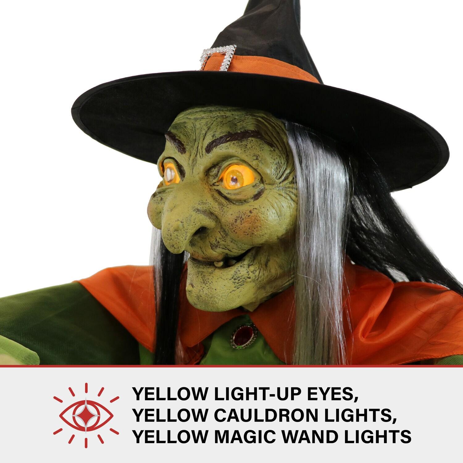 Haunted Hill Farm Haunted Hill Farm Motion-Activated Wicked Cauldron Witches, Plug-In Talking Halloween Animatronic