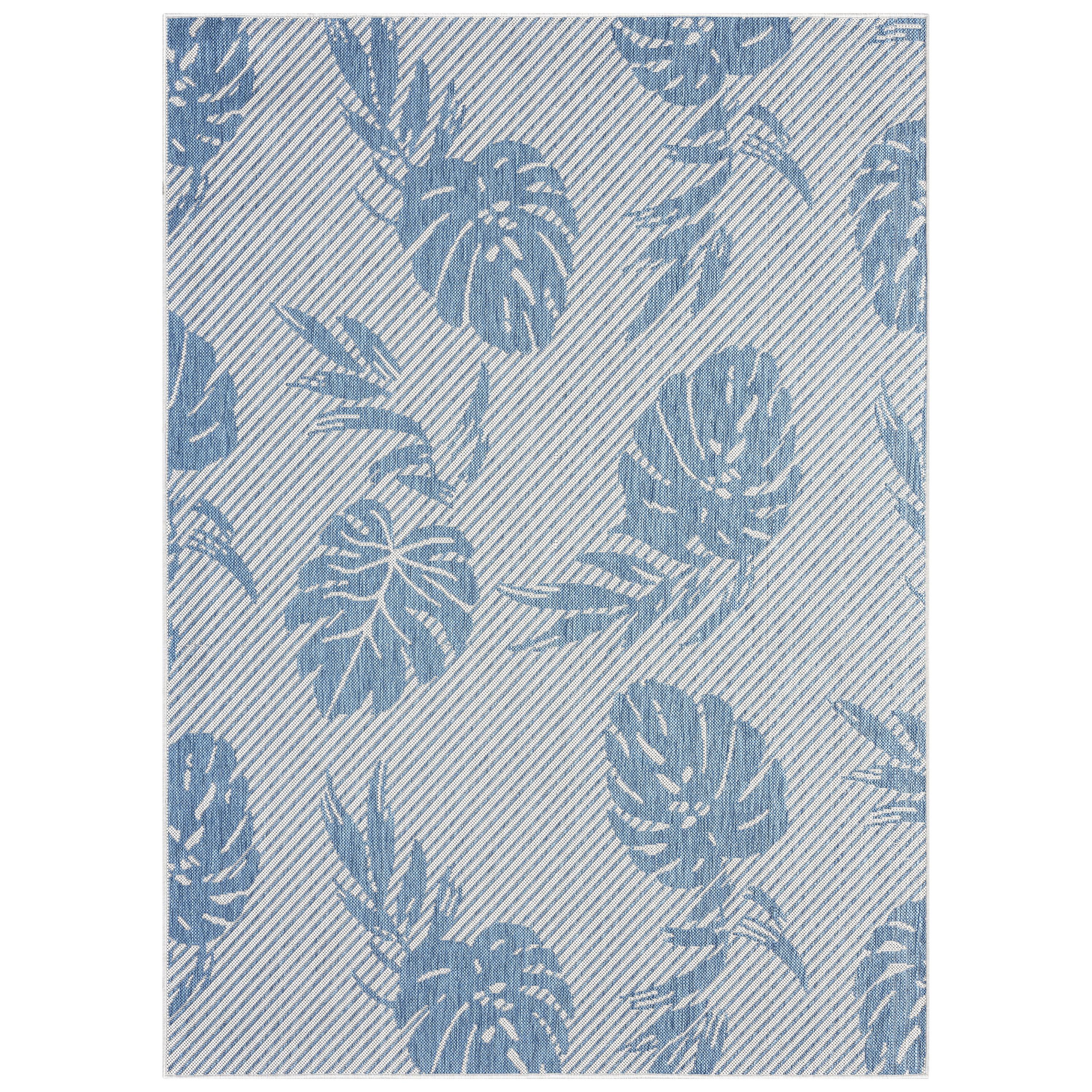 Tommy Bahama Palm Coastal Indoor/Outdoor Area Rug, Silver/Blue
