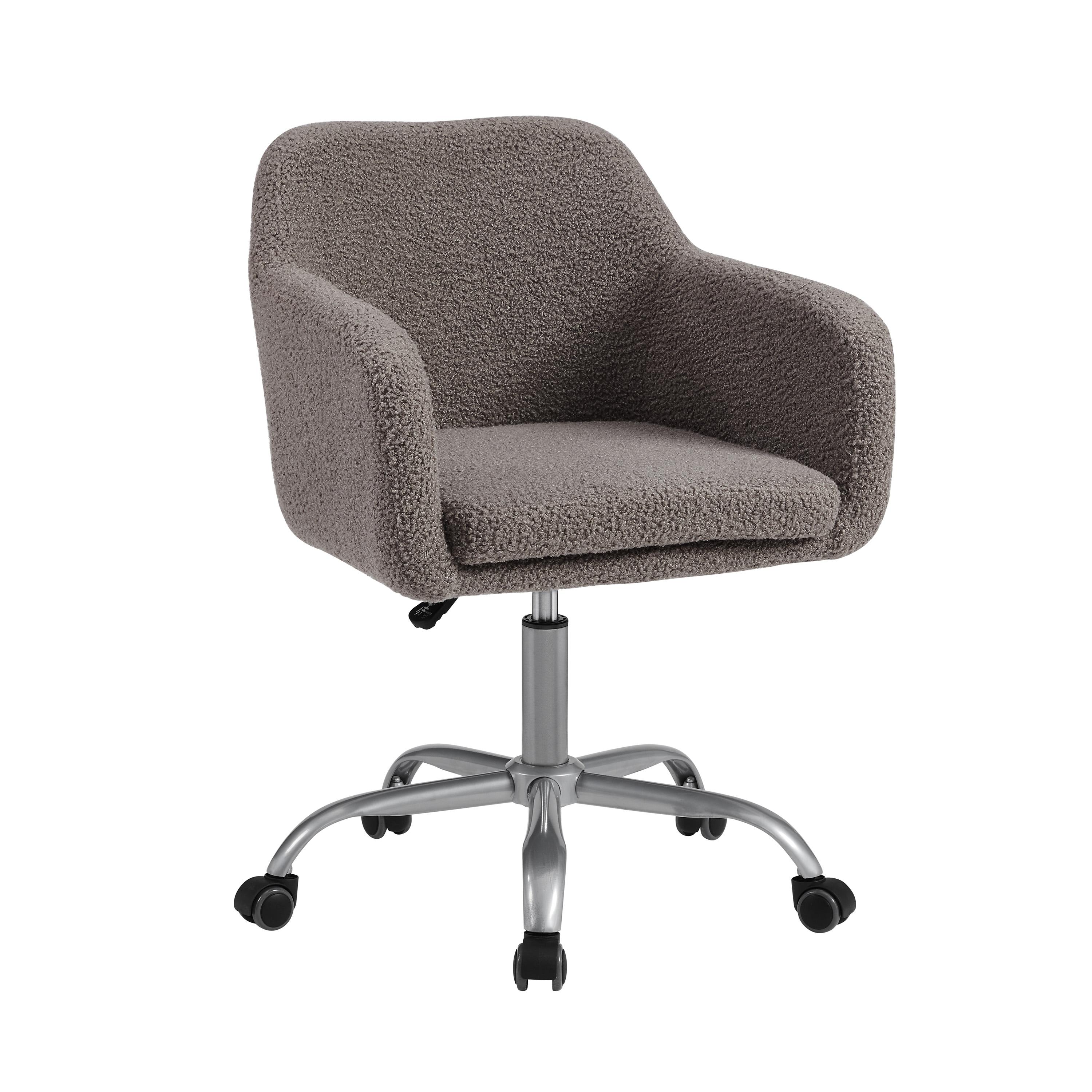 Rylen Modern Swivel Office Desk Chair Gray - Linon: Adjustable, Ergonomic with Chrome-Plated Steel Legs