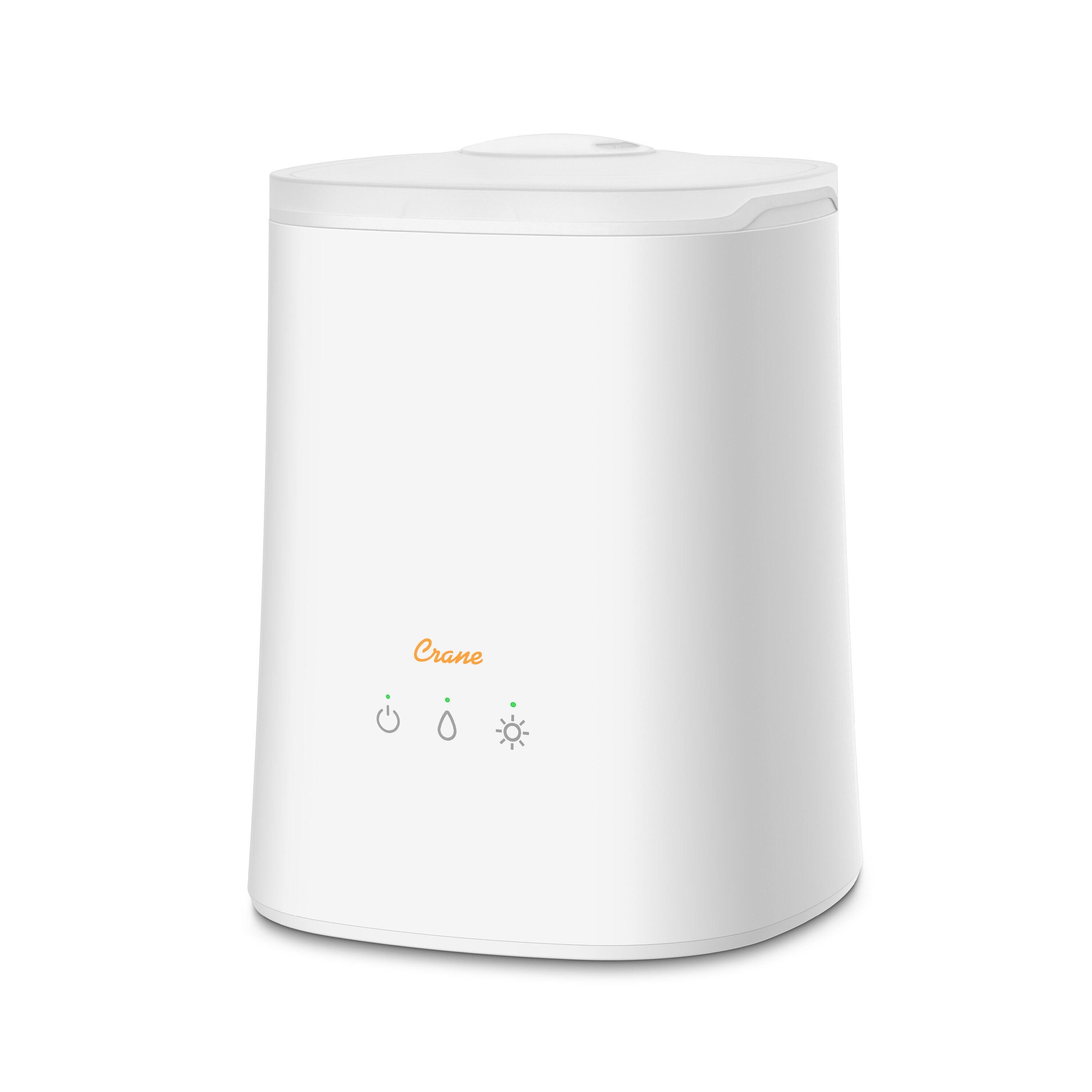 Crane USA 1.2 Gal. Cool Mist Ultrasonic Tabletop Humidifier 500 Sq. Ft., With Night Light, For Bedroom