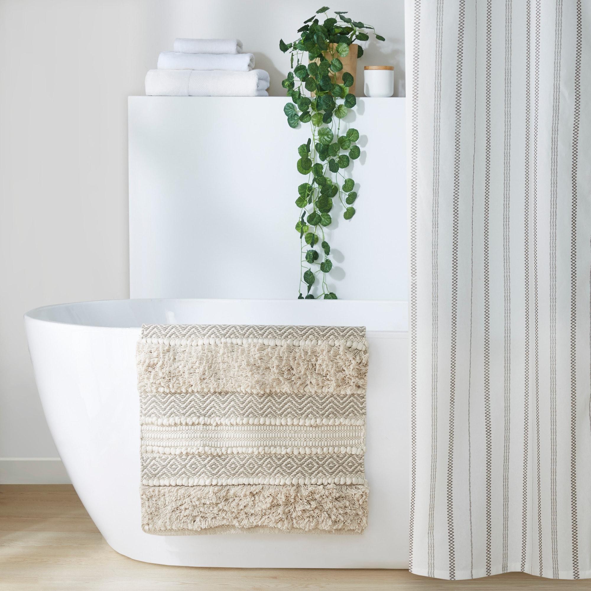 INK+IVY Asher Cotton Blend Bath Rug with Non-Slip Backing