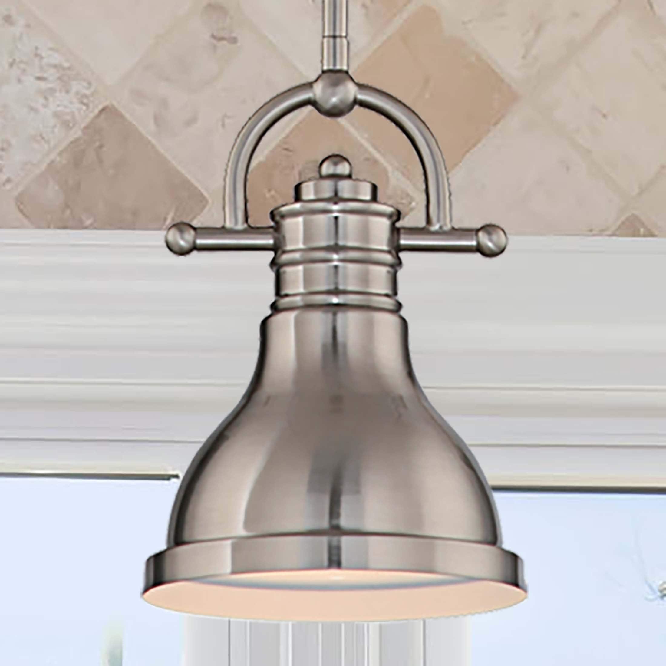 Volume Lighting  1-Light  LED Brushed Nickel Mini Downrod Pendant l - Brushed Nickel