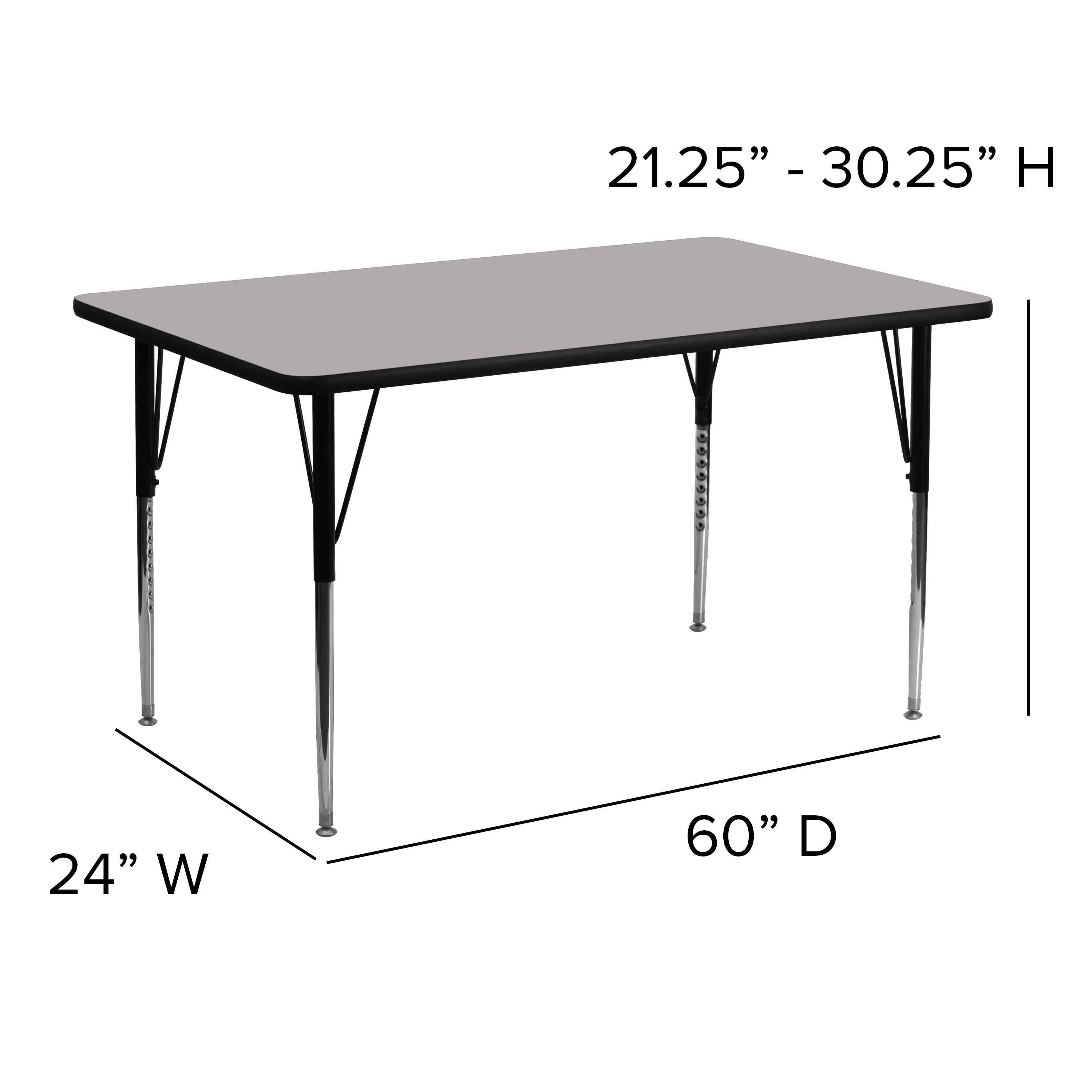 Goddard 24''W x 48''L Rectangular HP Laminate Activity Table - Adjustable Legs