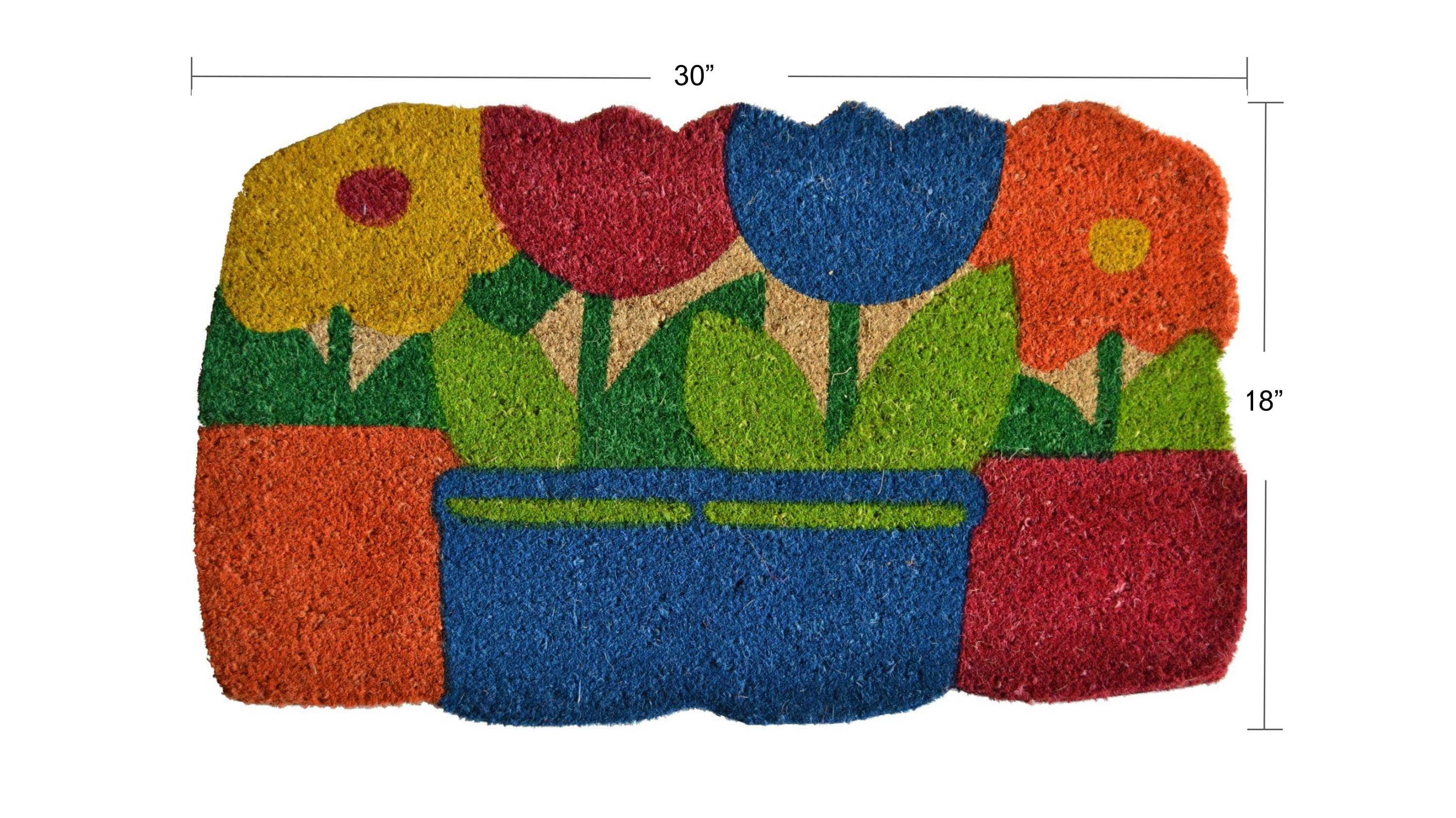Imports D√©cor Vinyl Backed Coir Doormat, Flower Pots, 18 by 30-Inch