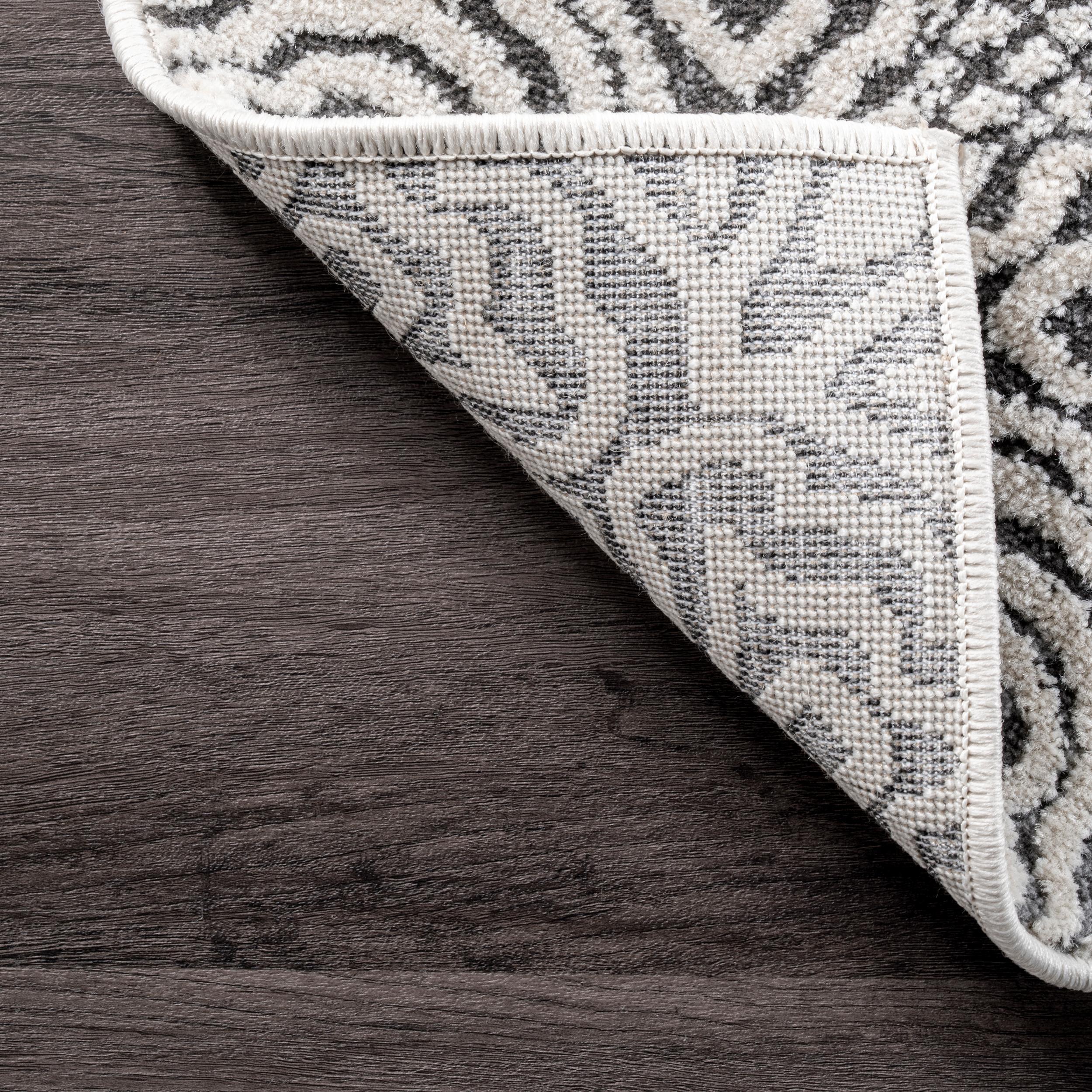 Nuloom Exie Medallion 6 Square Indoor Area Rug for Living Room Bedroom Dining Room Kitchen, Grey/Ivory