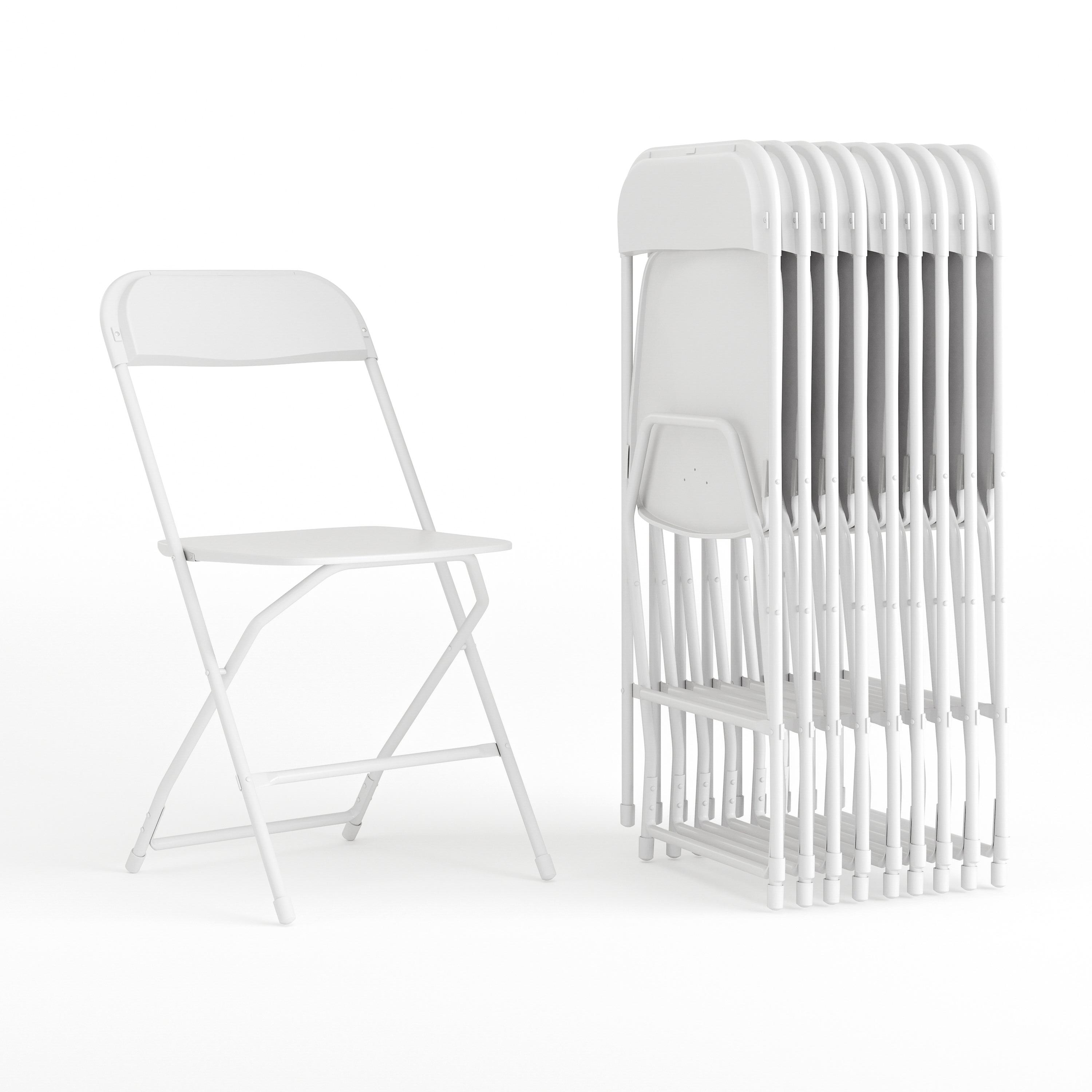 Flash Furniture Hercules Series Plastic Folding Chair White - 10 Pack 650LB Weight Capacity Comfortable Event Chair-Lightweight Folding Chair