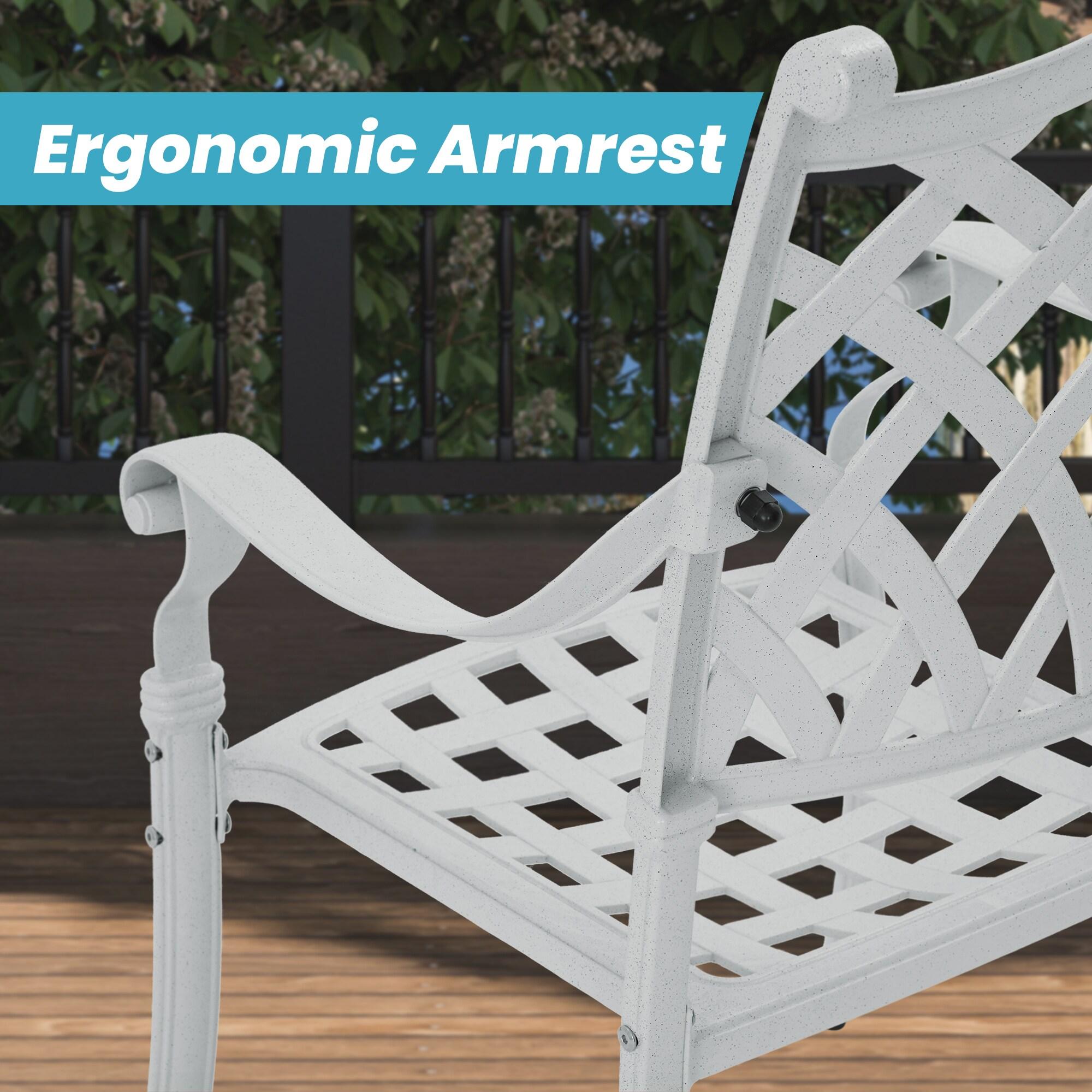 Mondawe Cast Aluminum Chair Woven Slatted AL Dining Chair White