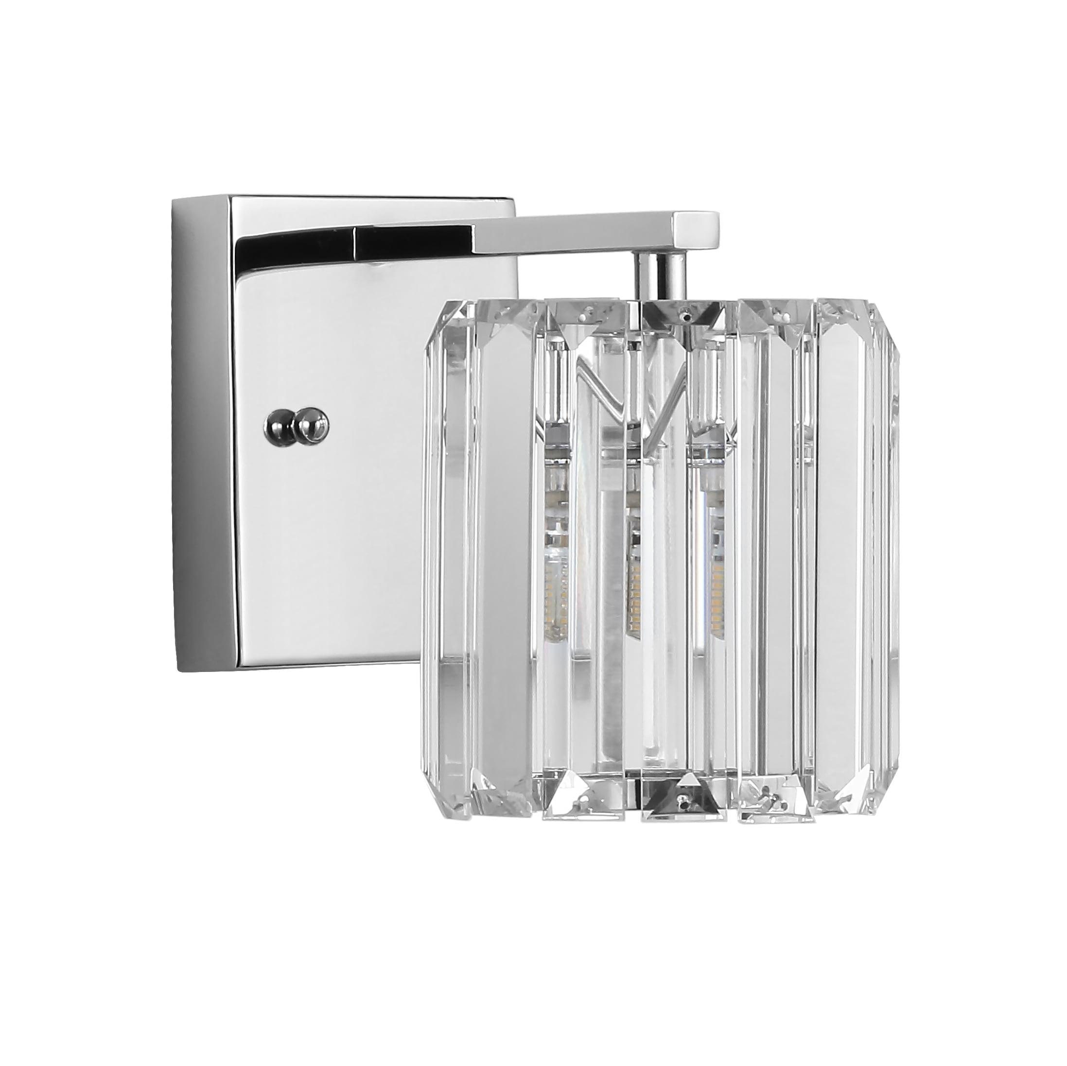Coco Prism Vintage 4.75" 1-Light Metal/Glass Classic Glam LED Vanity Light, Chrome