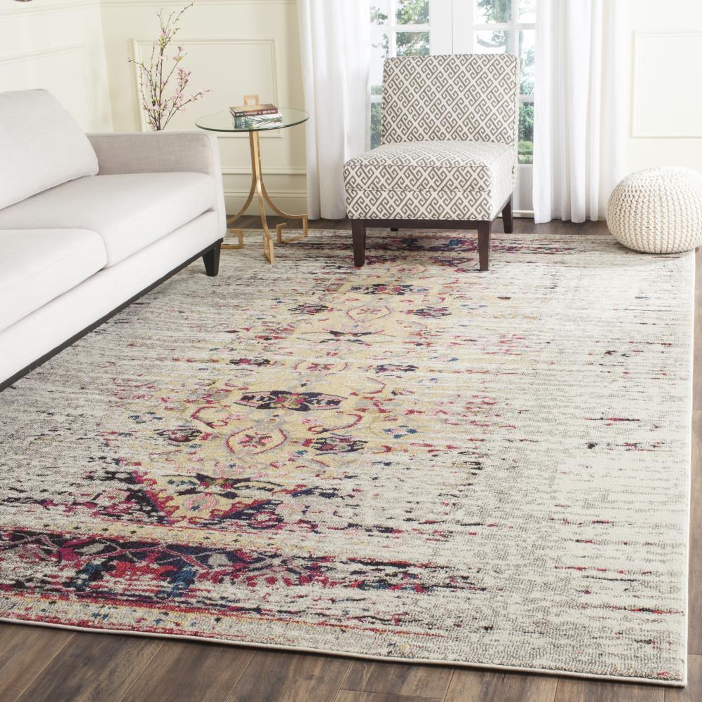 Monaco MNC209 Power Loomed Area Rug Ivory / Pink 10' X 14' - Safavieh.