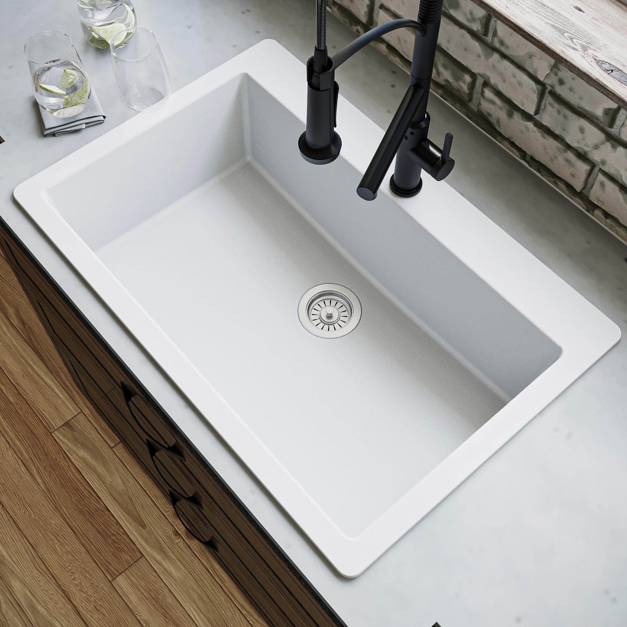 Karran Quartz 33'' X 22'' Large Single Bowl Drop-in Kitchen Sink