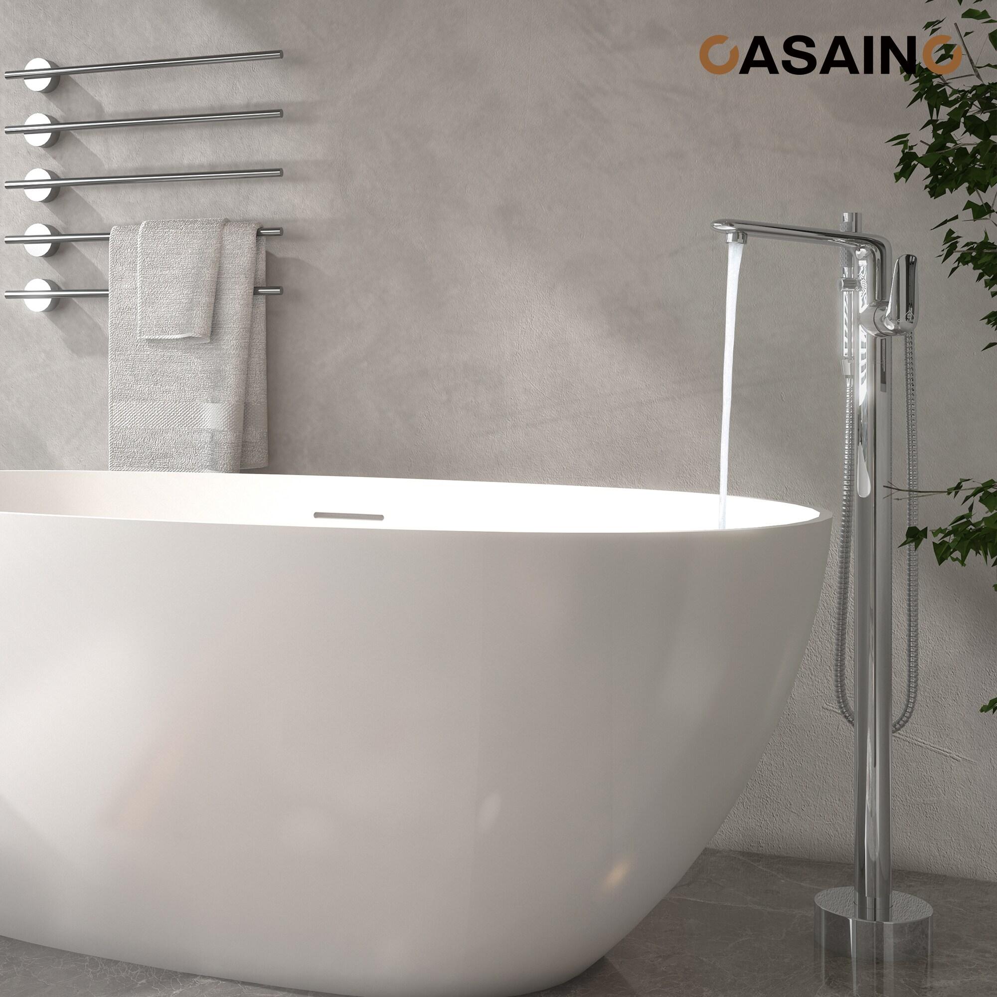 Chrome Freestanding Bathtub Faucet with Hand Shower