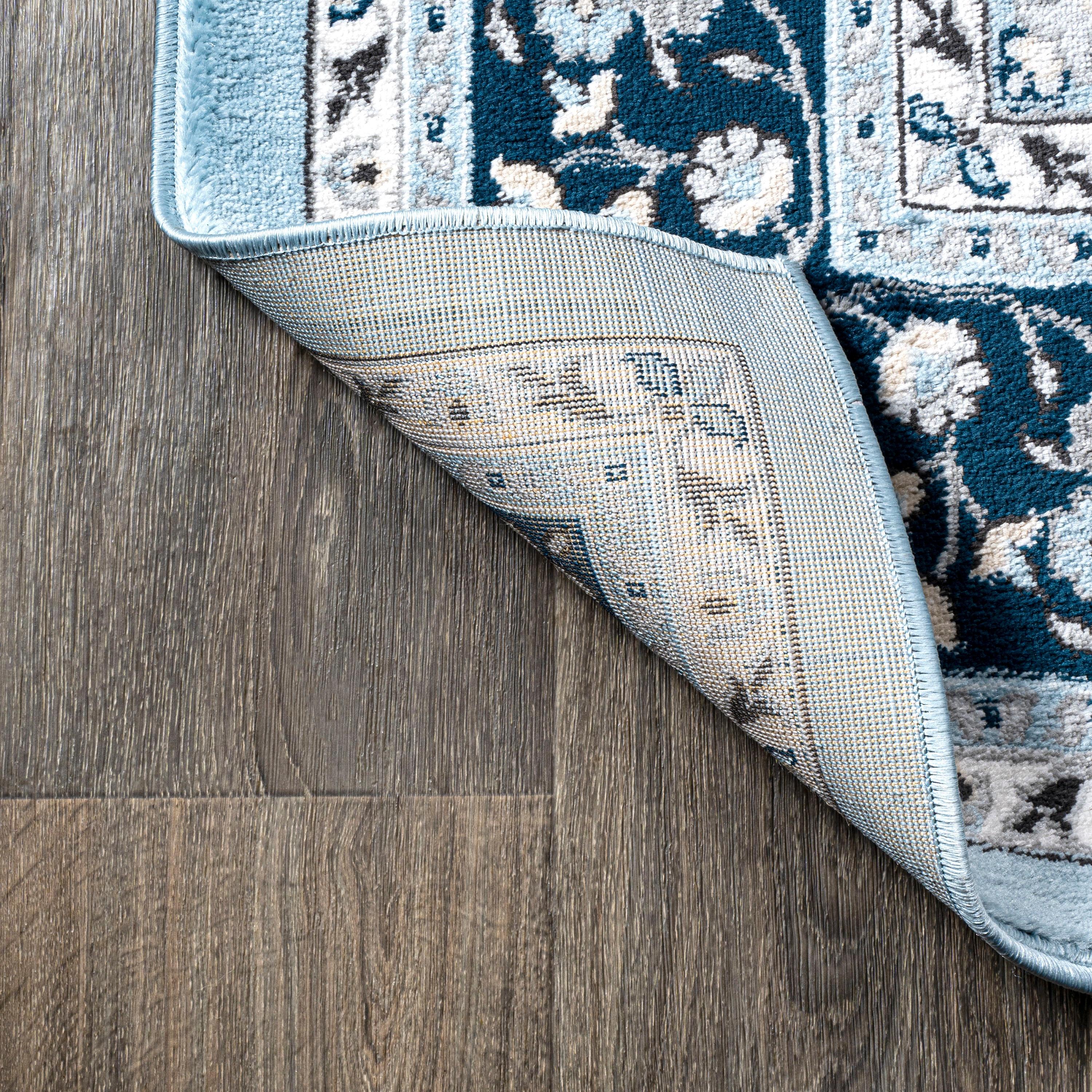 4'x 6' Palmette Modern Persian Floral Area Rug, Blue/Navy - JONATHAN Y
