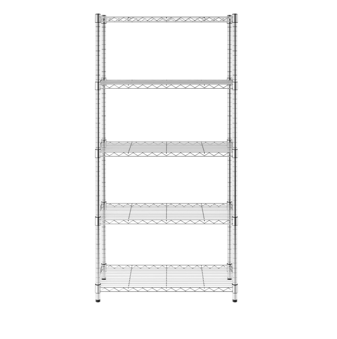 SafeRacks 30"x14"x60" 5-Tier Steel Wire Shelving with Adjustable Shelves - 3000 lb Capacity