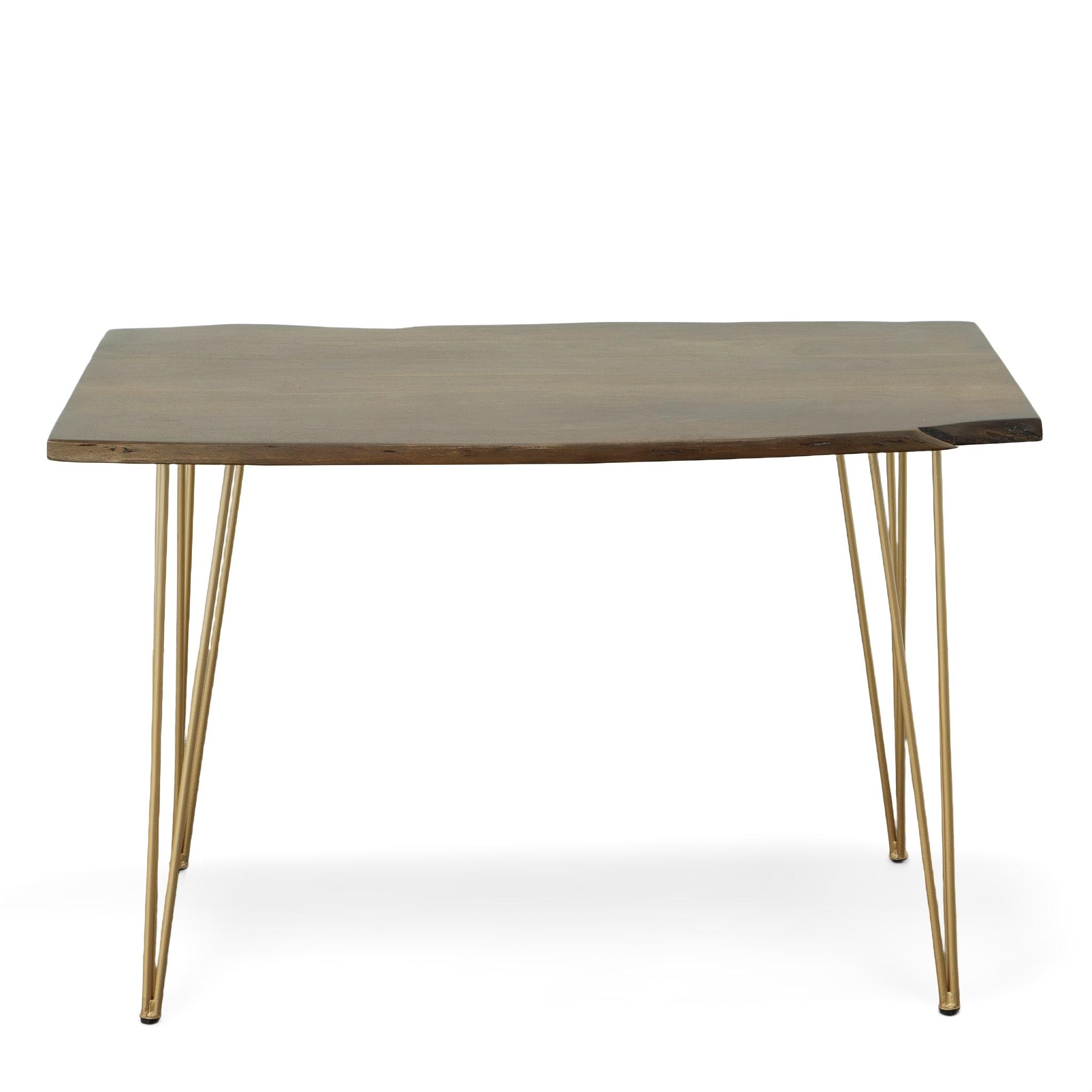 Carolina Classics Seti Live Edge Dining Table in Elm and Gold