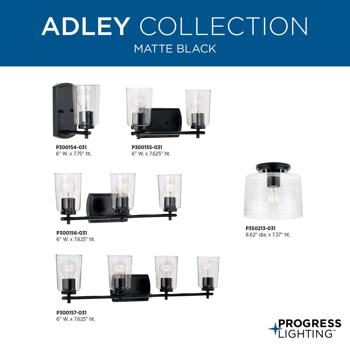 Progress Lighting Adley 4-Light Bath Vanity in Black with Clear Glass Shades