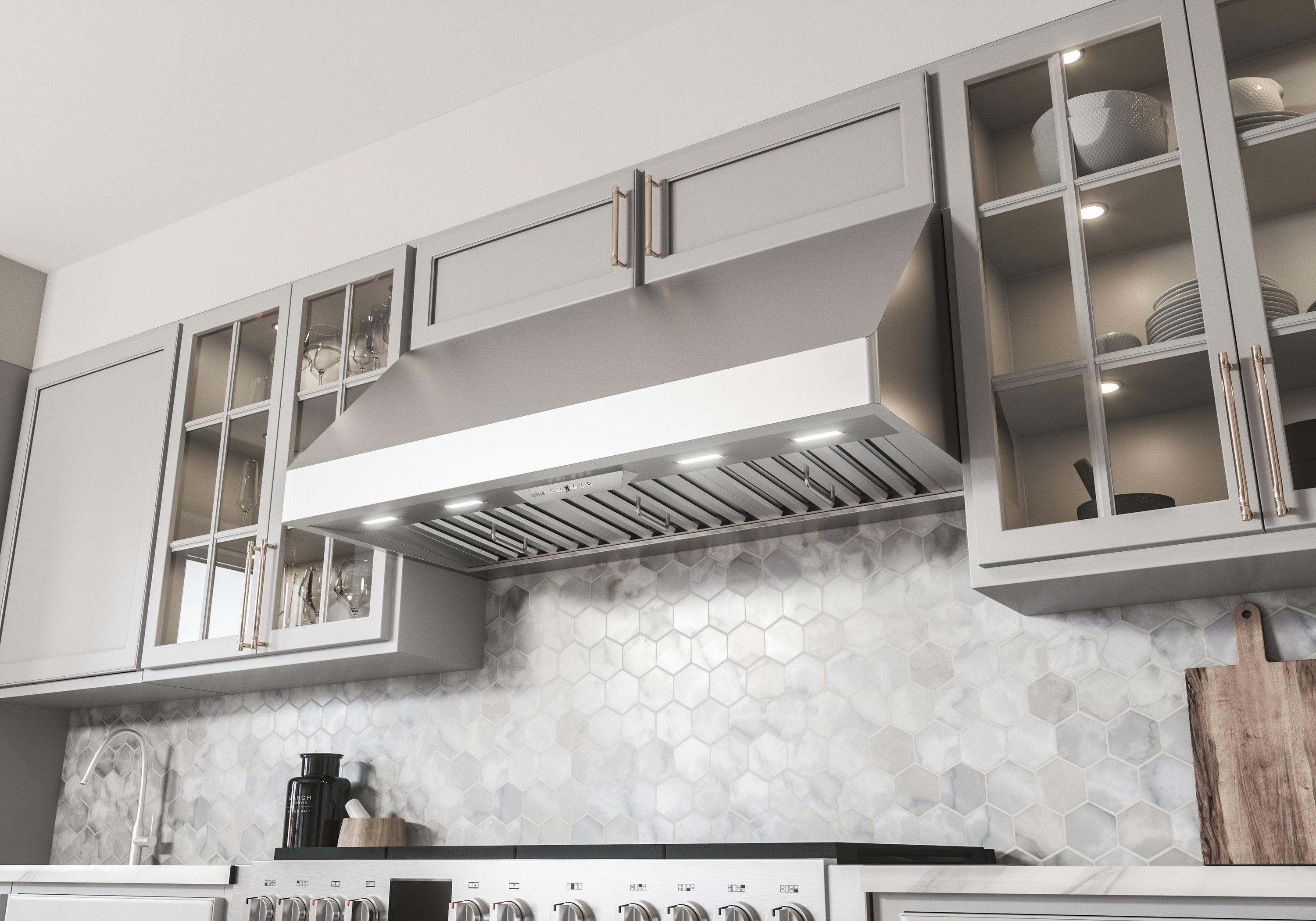 Zephyr Tempest II 48" 650 CFM Wall Mount Range Hood with LED Light in Stainless Steel