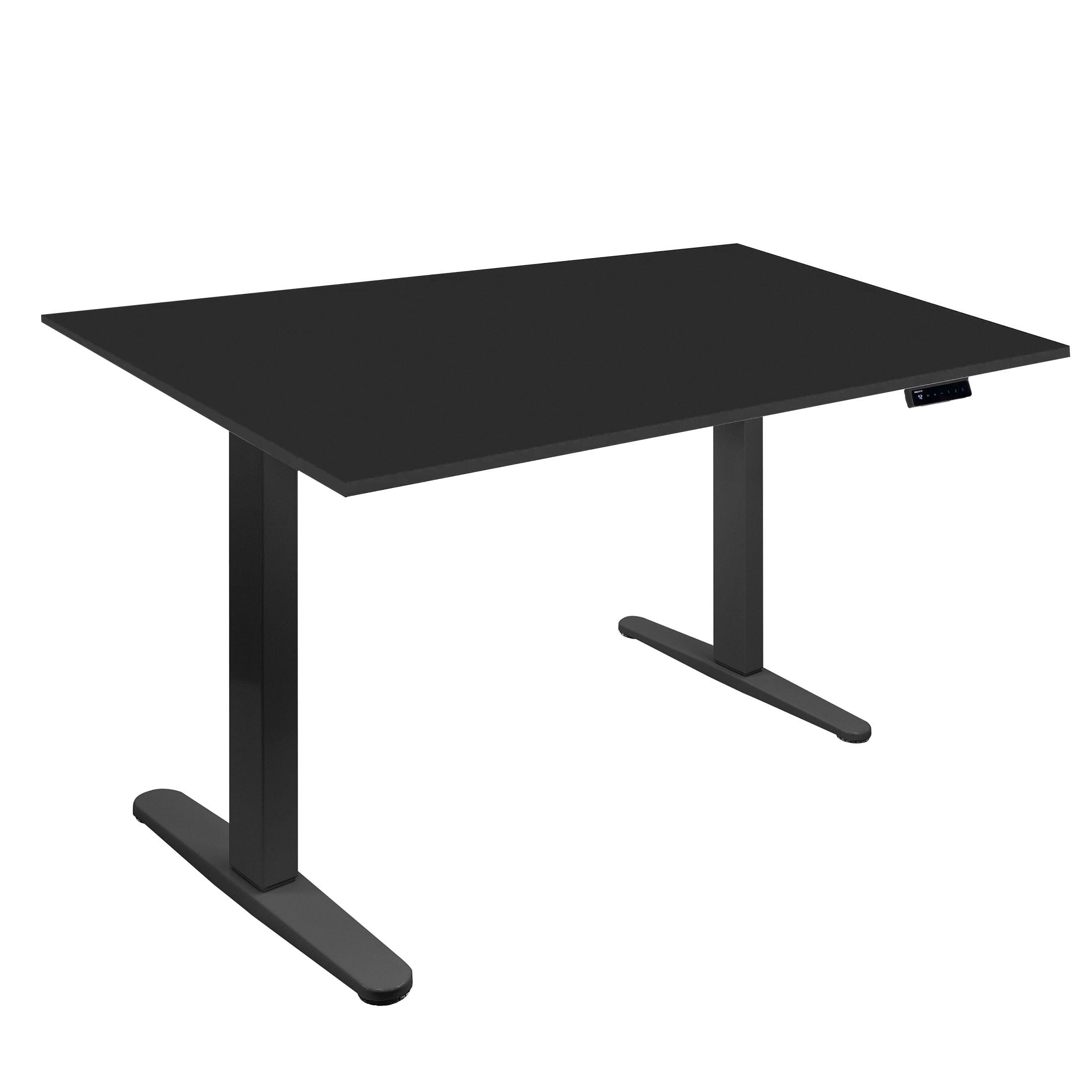 Mount-It! Height Adjustable Electric Sit-Stand Black Desk with Black Tabletop