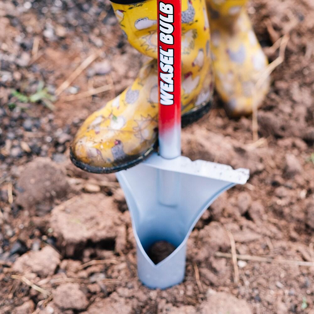 Red and Silver Carbon Steel Long Handle Bulb Planter