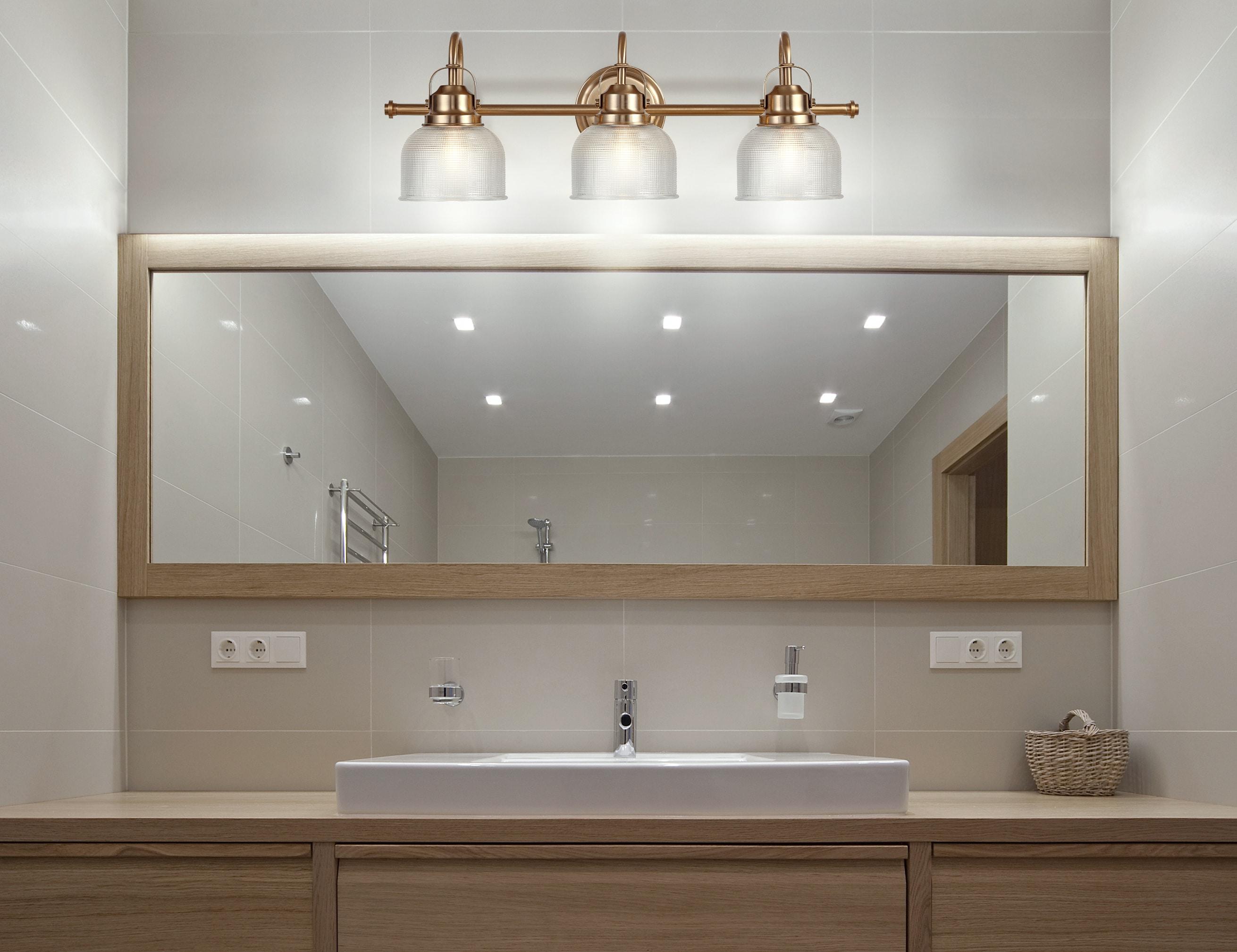 25.25" LED 3-Light Metal/Glass Virginia Pendent Brass/Gold - JONATHAN Y: ETL Listed, Bathroom Fixture