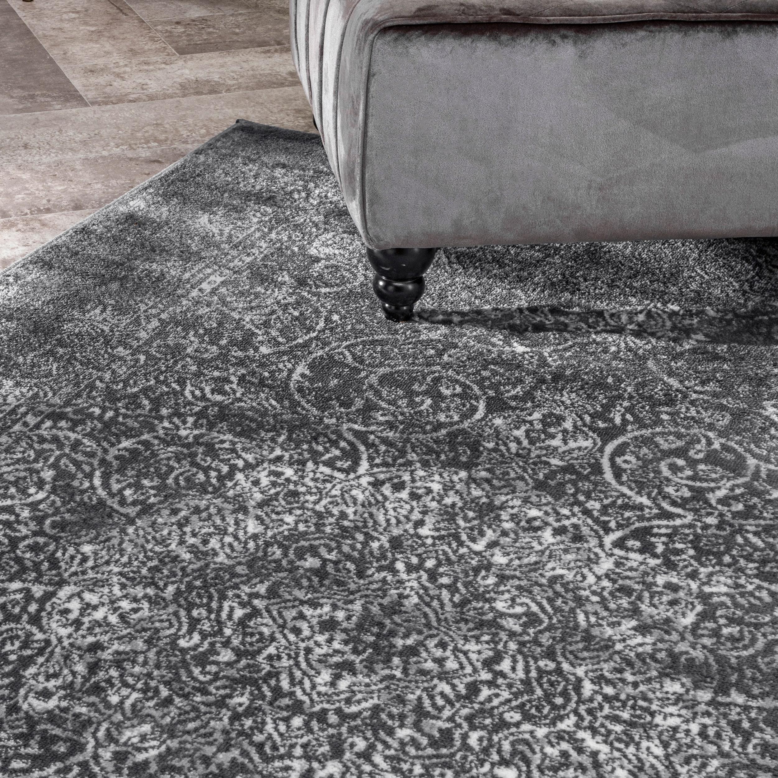 Nuloom Delores Oriental/Persian 9x12 Indoor Area Rug for Living Room Bedroom Dining Room Kitchen, Dark Grey/Ivory
