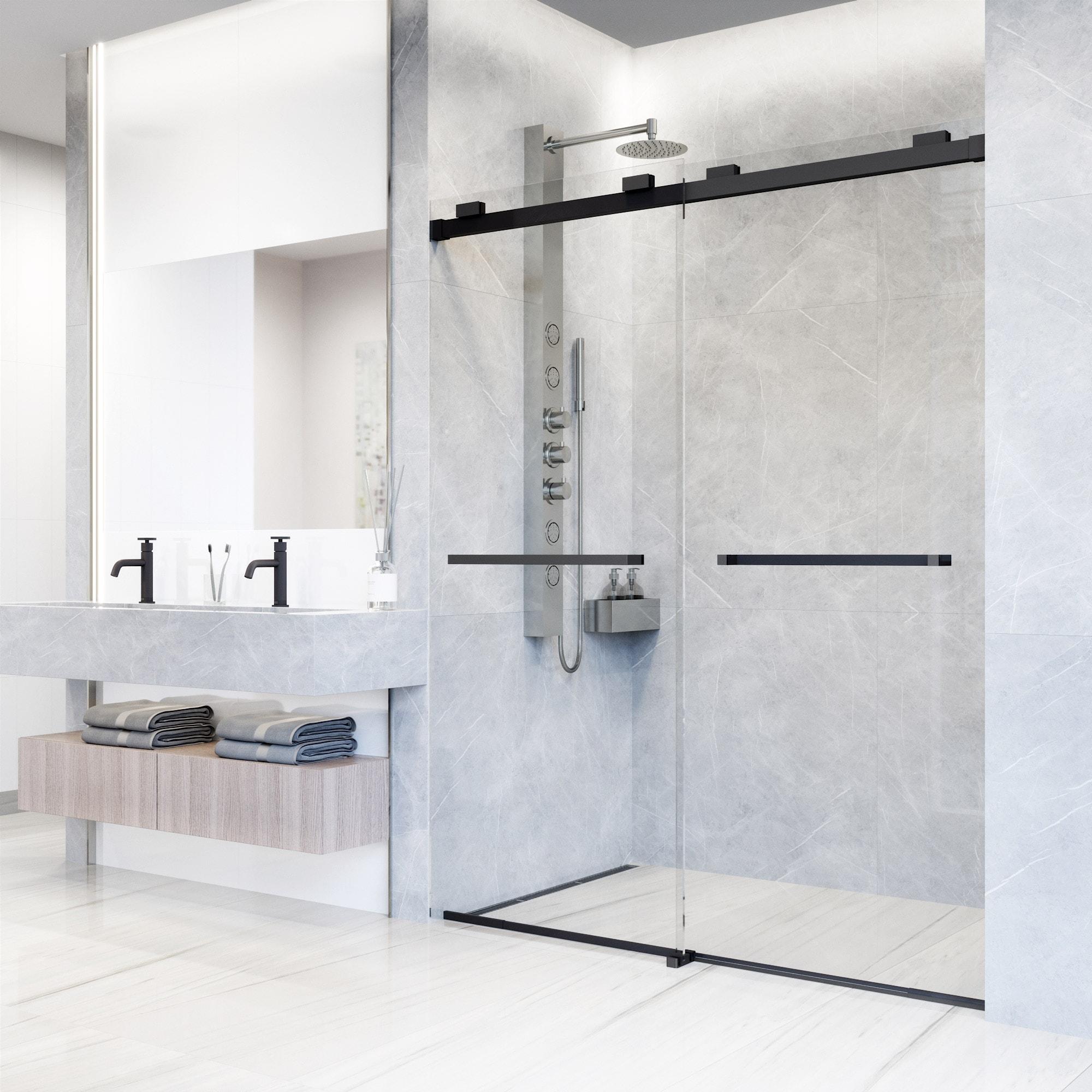 Houston 56-60" W x 76" H Sliding Frameless Shower Door with 3/8" Clear Glass