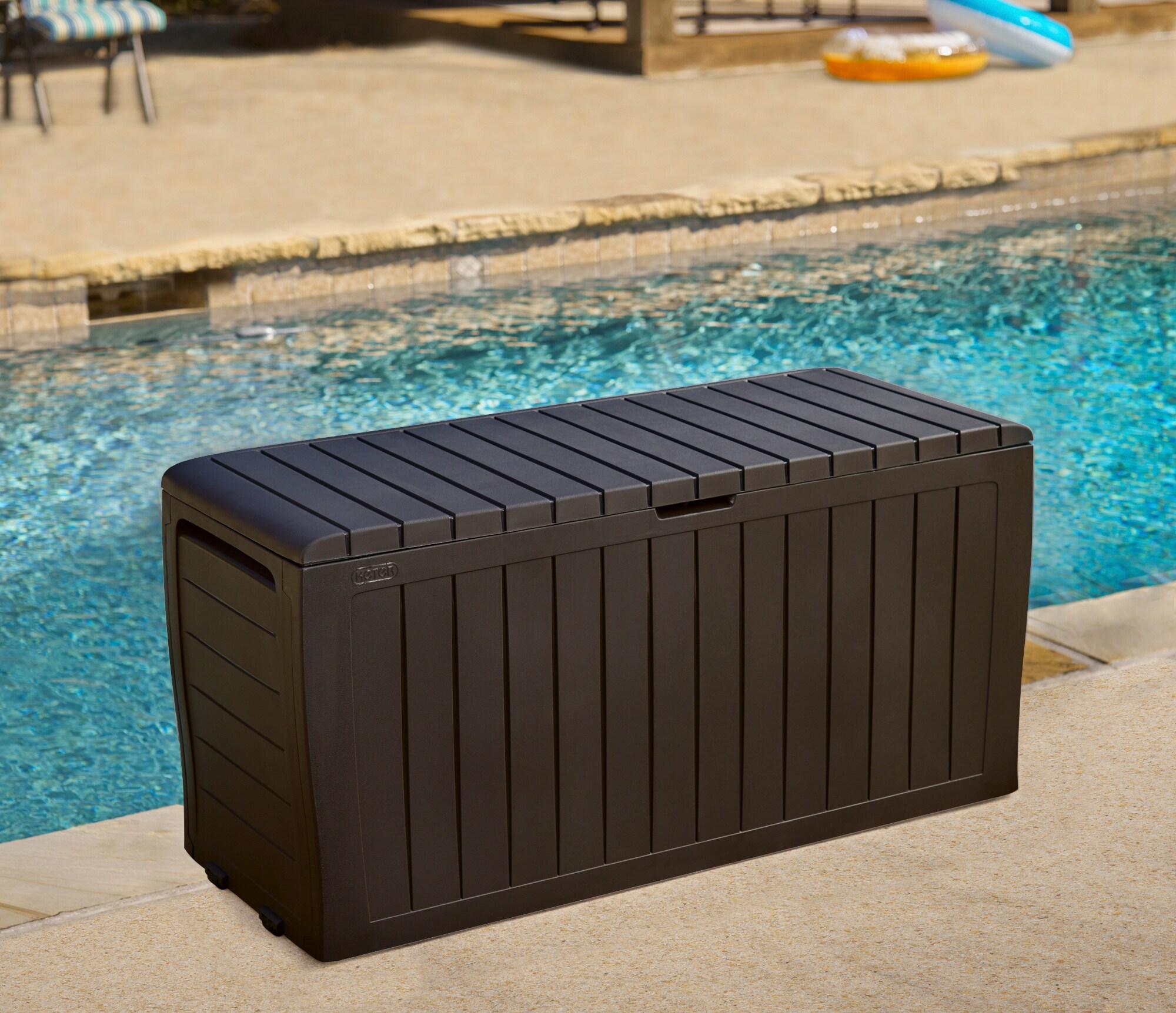 NATIONAL WINDOW 71 Gallon Resin Outdoor Storage Box For Patio Storage Mats, Throw Pillows, Garden Tools And Pool Floats