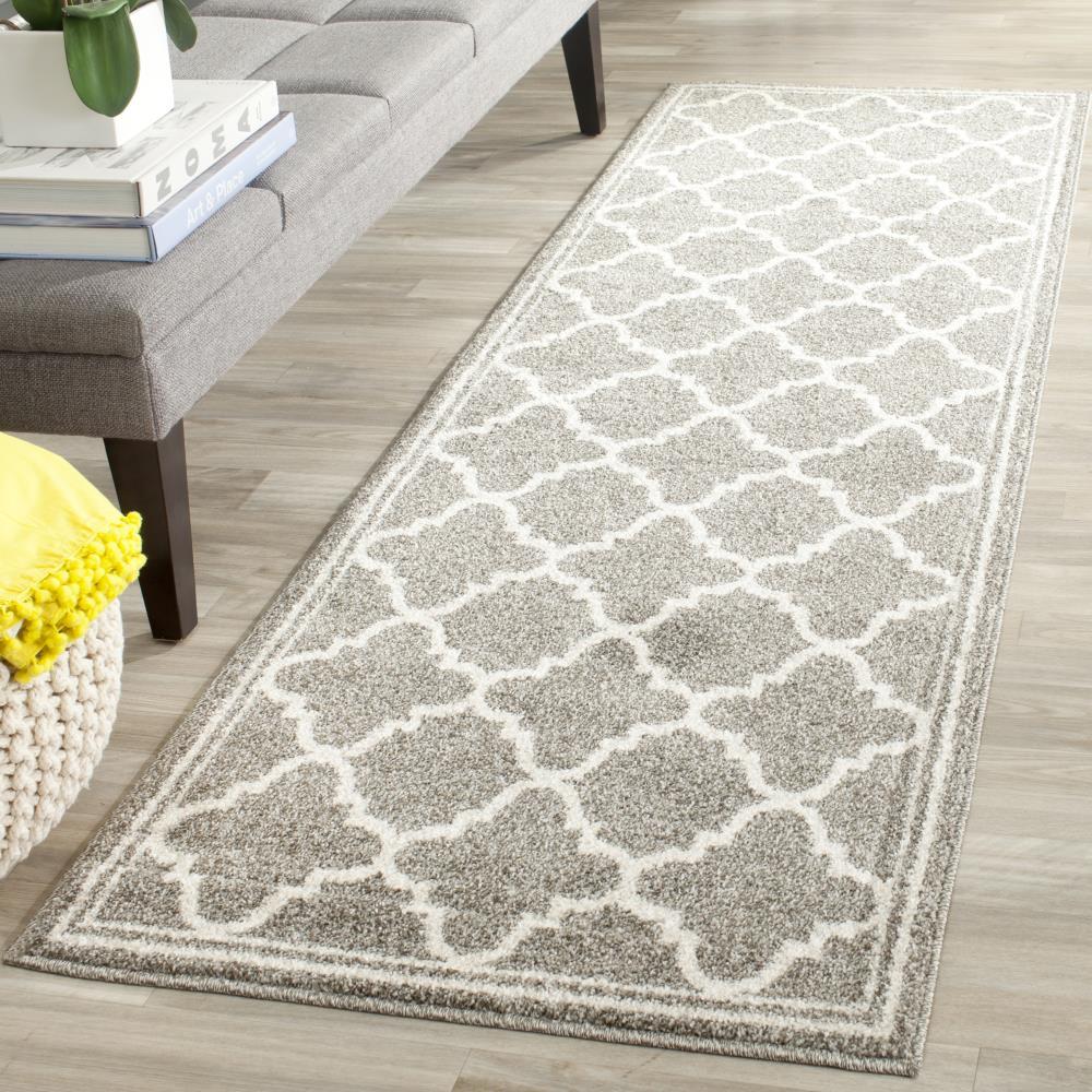 Amherst AMT422 Power Loomed Indoor Runner Rug - Dark Grey/Beige - 2'3"x15' - Safavieh