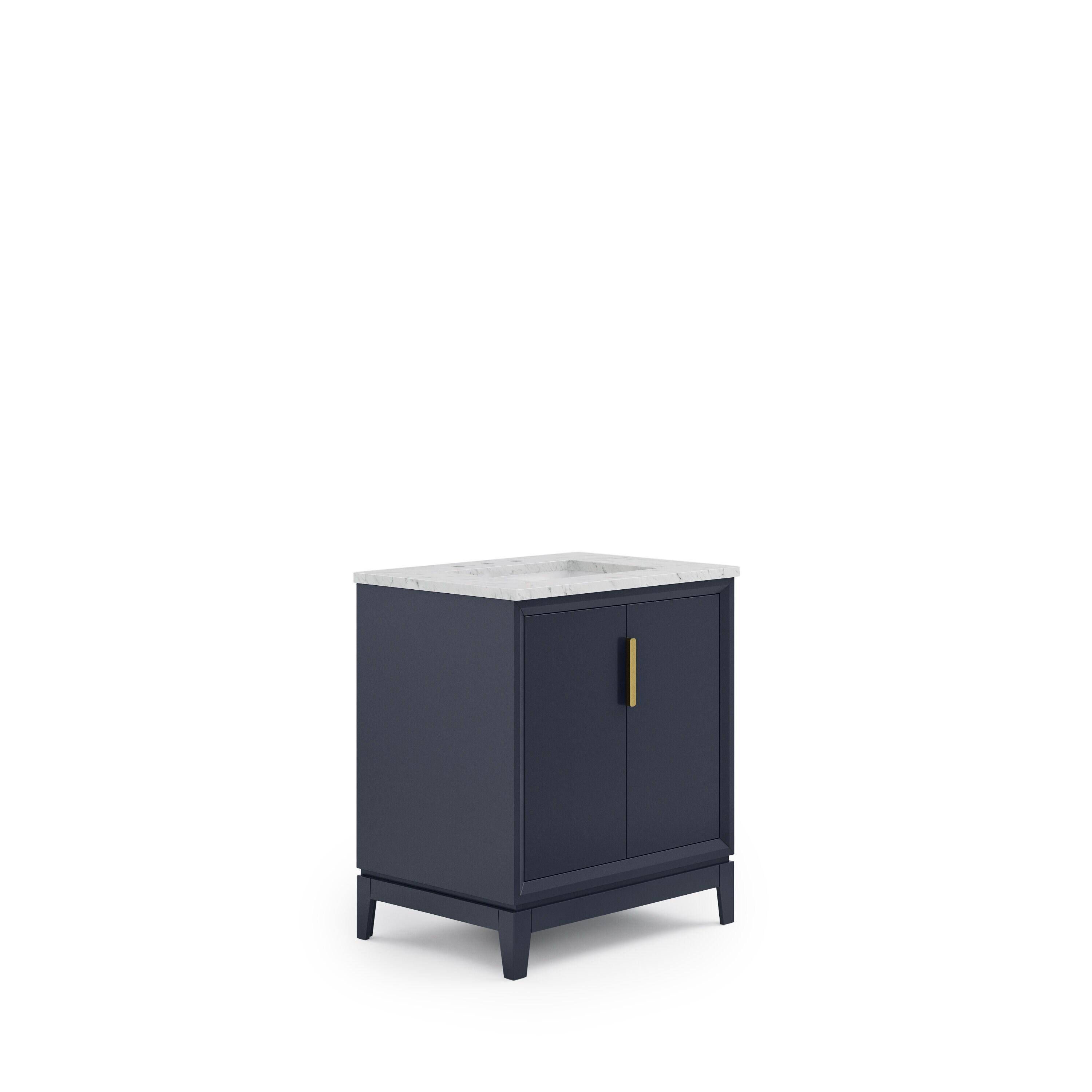 Water Creation Elizabeth 30" Hardwood Single Bathroom Vanity in Blue/Gold