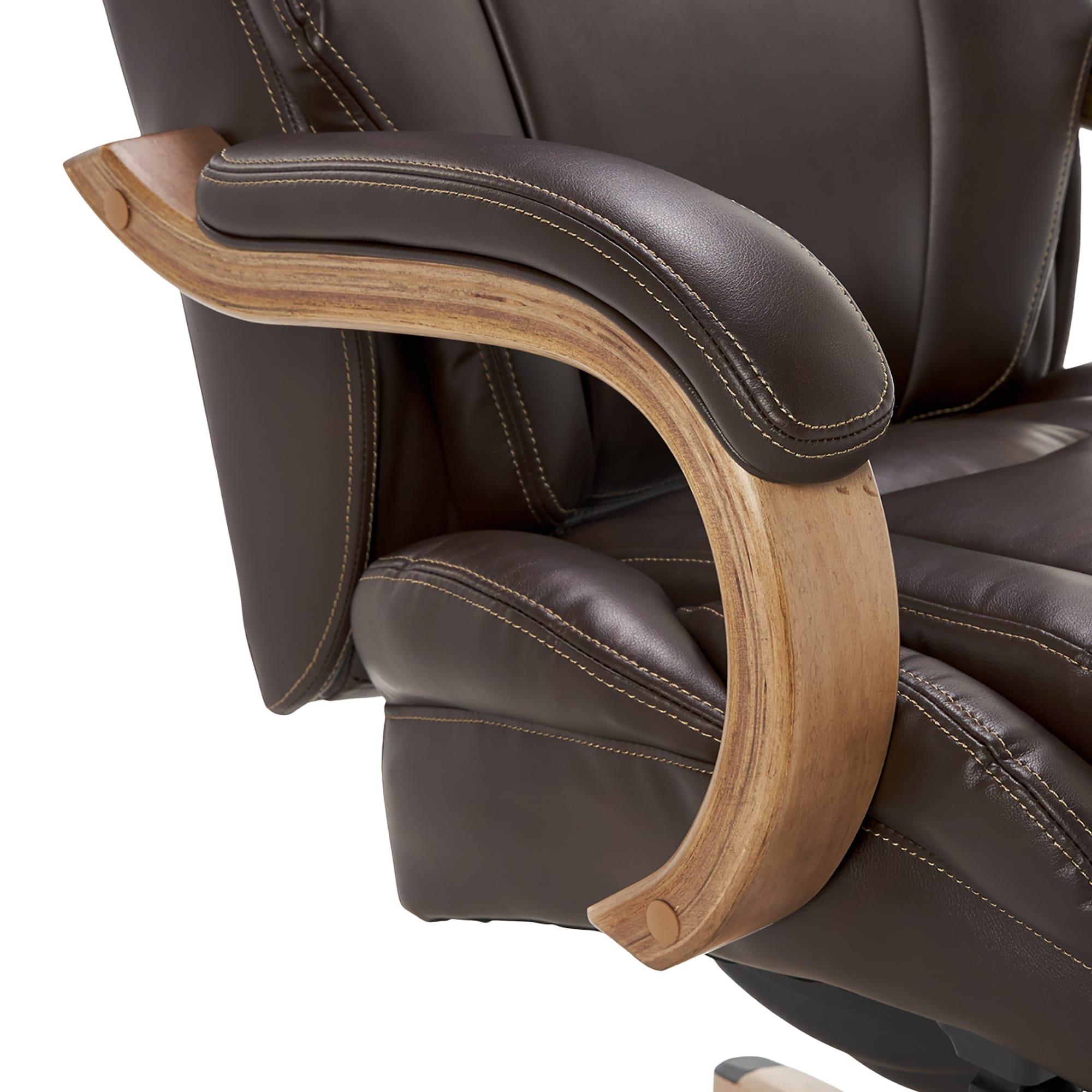 La-Z-Boy La-Z-Boy Harnett Big and Tall Executive Office Chair, Ergonomic High-Back Chair with Solid Wood Arms, ComfortCore with Memory Foam Cushions, Bonded Leather