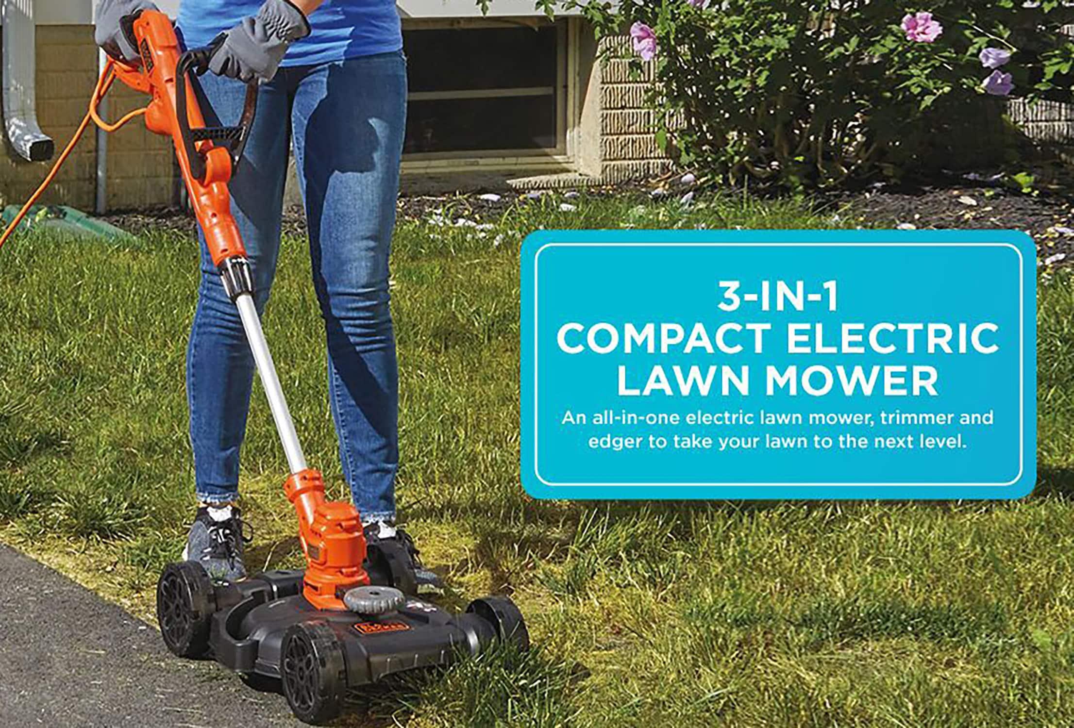 BLACK+DECKER Electric Lawn Mower, String Trimmer, Edger, 3-In-1, Corded, (BESTA512CM)