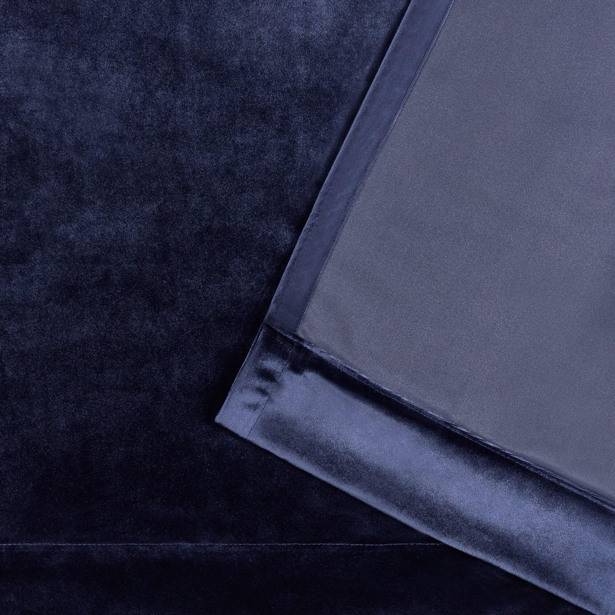 Set of 2 96"x54" Velvet Heavyweight Grommet Top Window Curtain Panel Navy Blue - Exclusive Home: Light Filtering Drapes