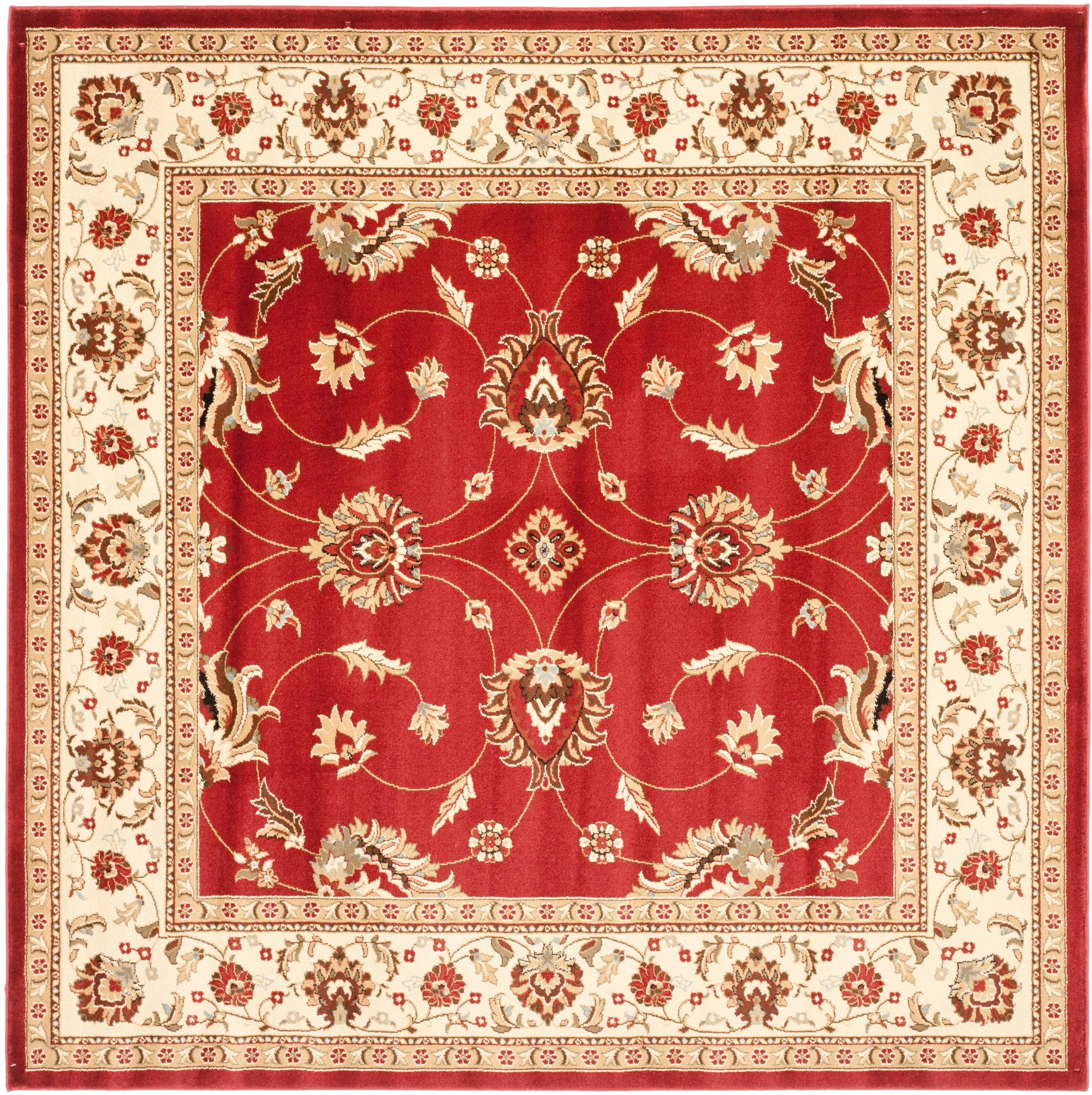 Lyndhurst LNH553 Power Loomed Area Rug - Red/Ivory - 6'7"x6'7" - Safavieh.