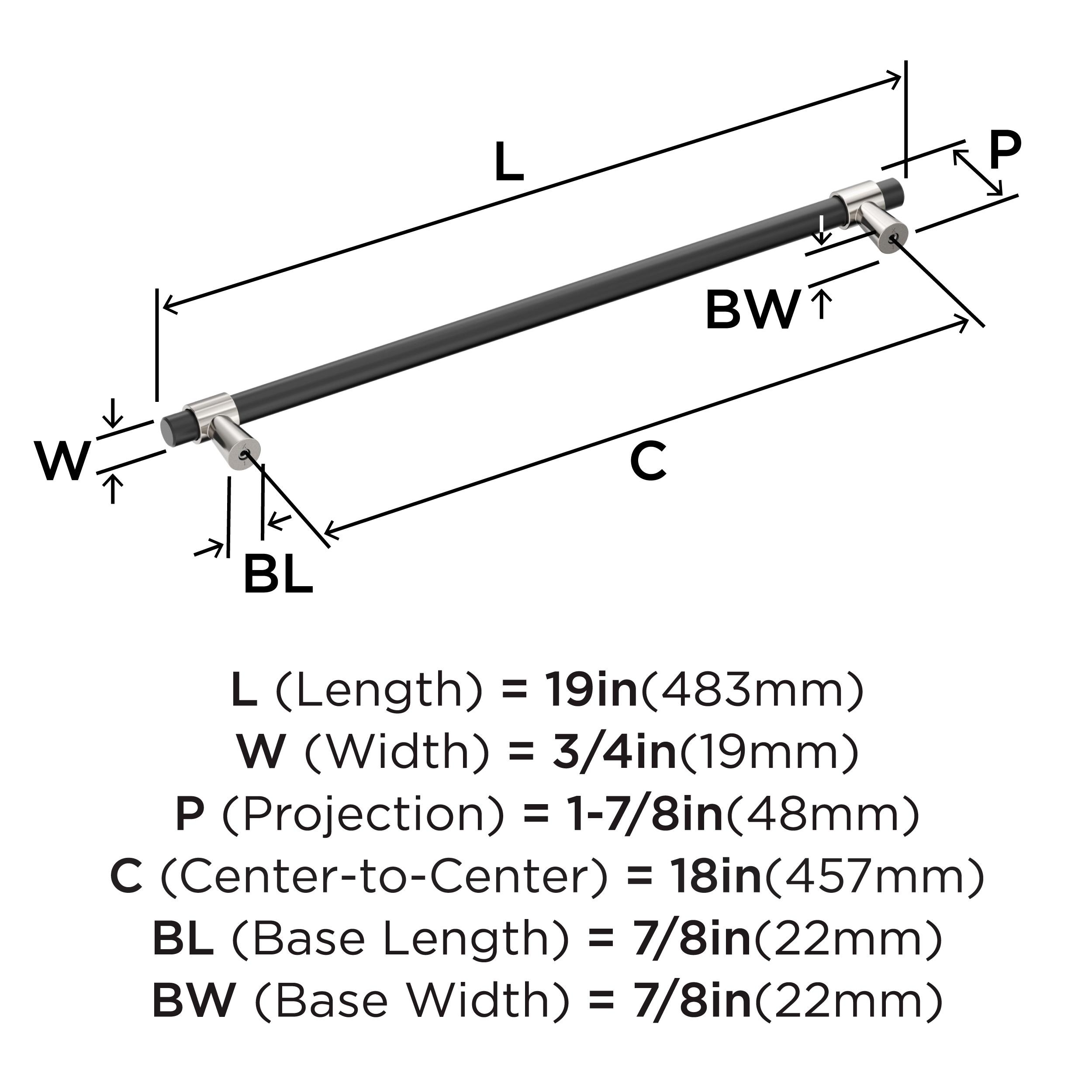 Amerock Mergence 18 inch (457mm) Center-to-Center Matte Black/Polished Nickel Appliance Pull