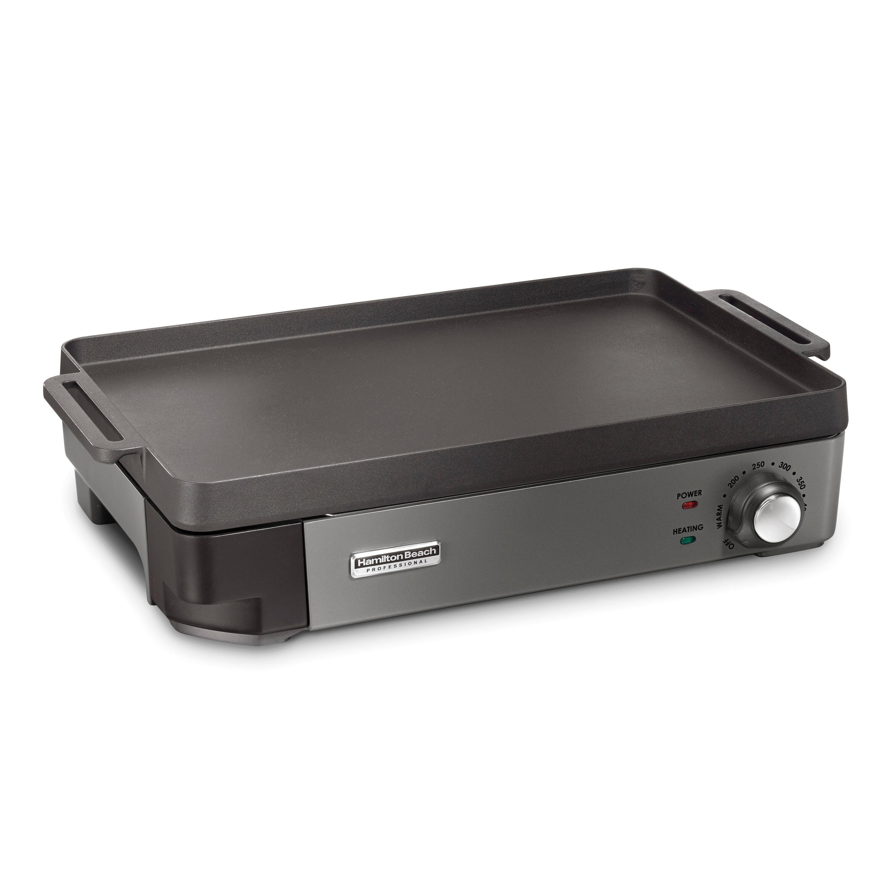 Hamilton Beach Cast Iron Griddle 38560: Electric Nonstick Flattop for Pancakes, 1800W, Hand Wash, 3-Year Warranty