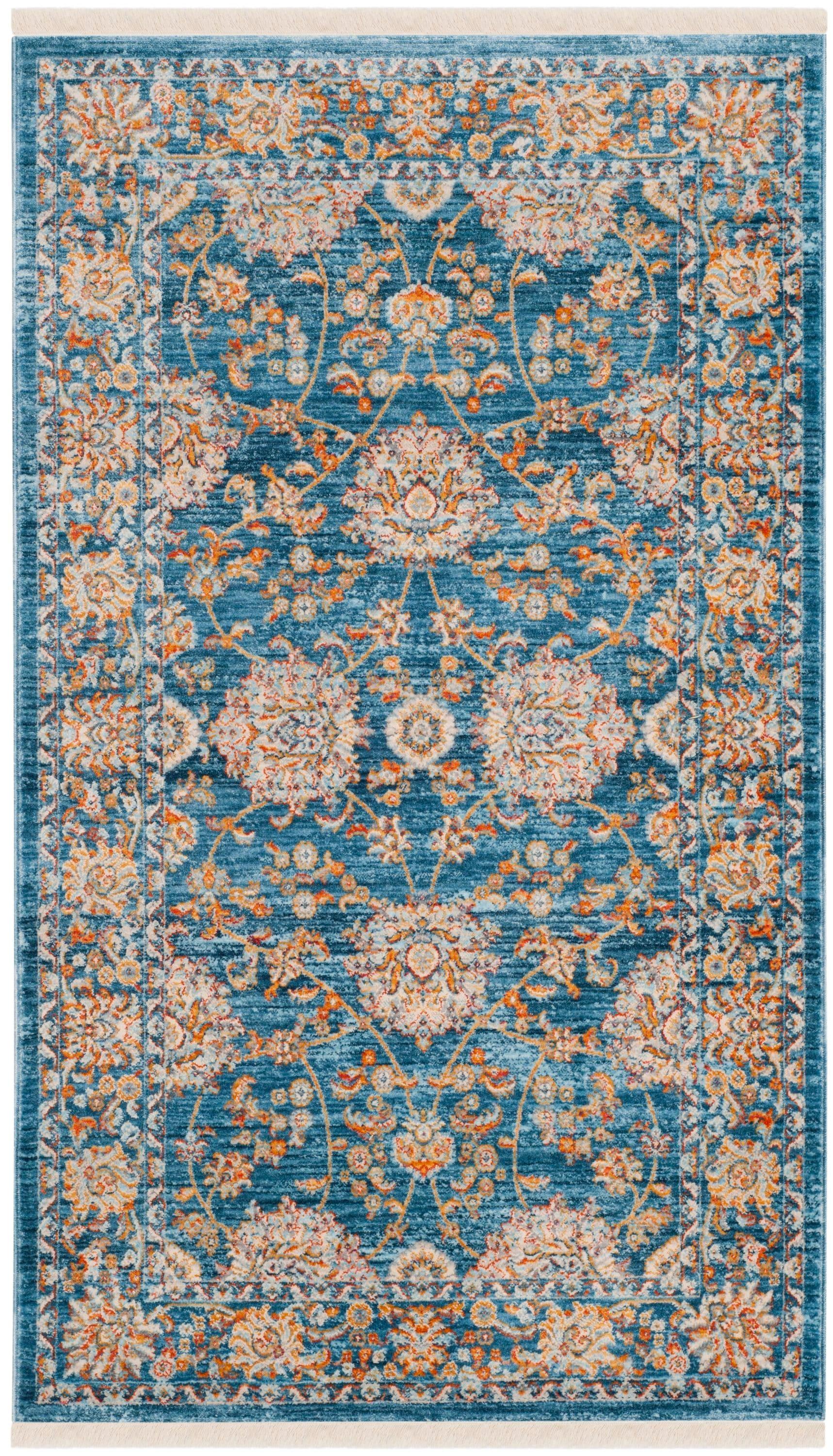 Vintage Persian VTP469 Power Loomed Indoor Area Rug - Turquoise/Multi - 4'x6' - Safavieh