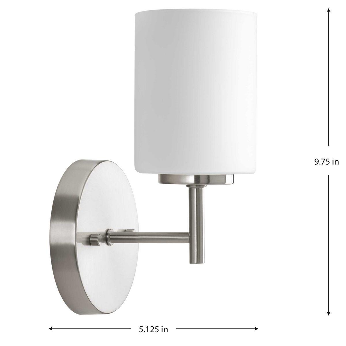 Progress Lighting Replay 1-Light Bath & Vanity, Brushed Nickel, Porcelain, Up/Down Mounting, Shade Included