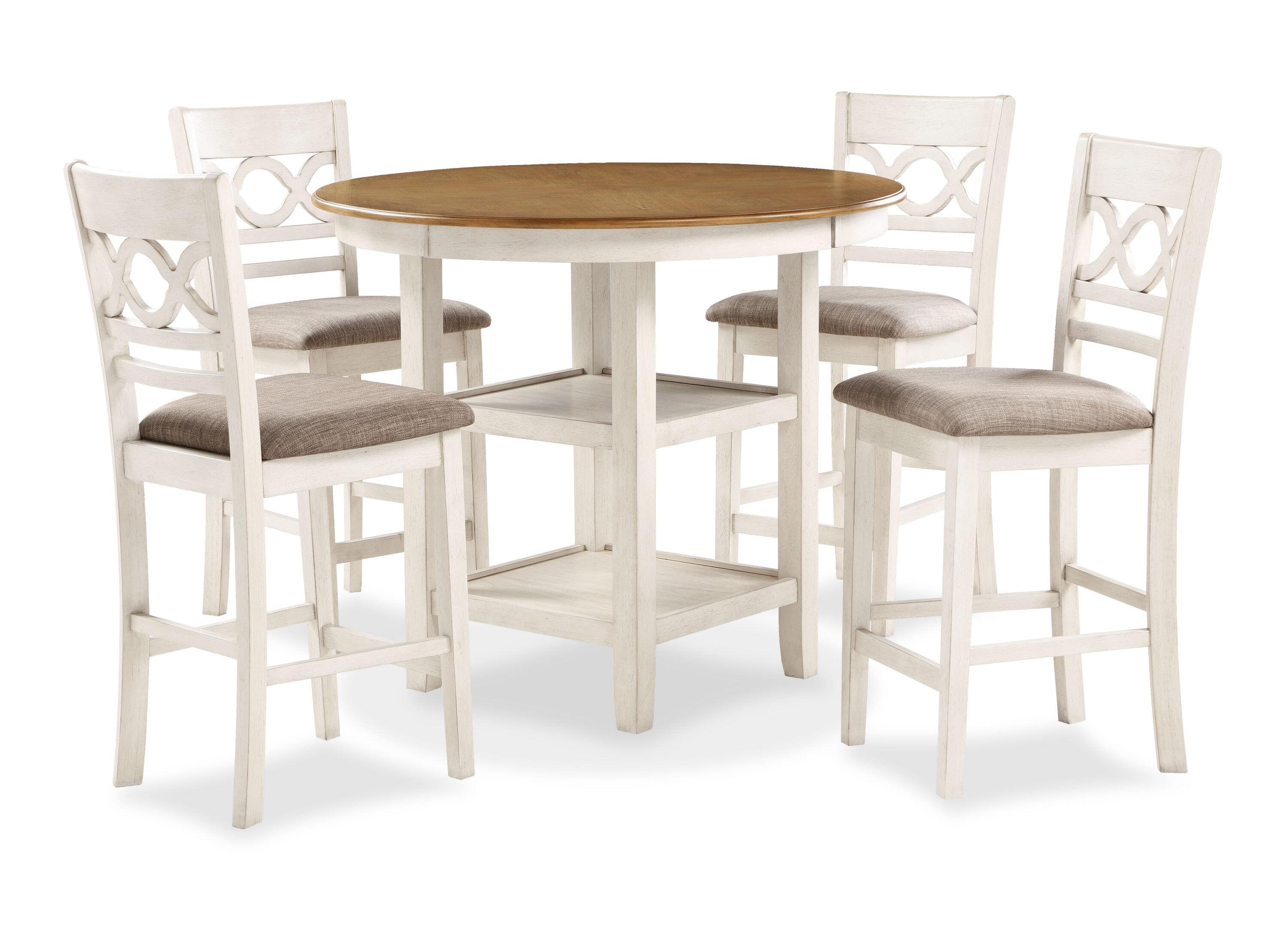 New Classic Furniture Cori 5-Piece Solid Wood Counter Dining Set in Brown/White