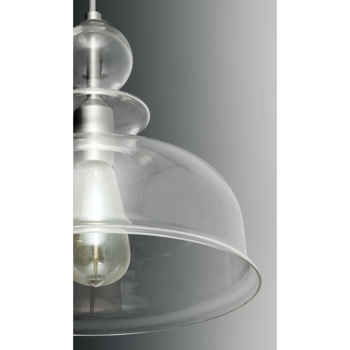 Progress Lighting, Staunton Collection, 1-Light Wall Sconce, Brushed Nickel, Clear Glass Shade