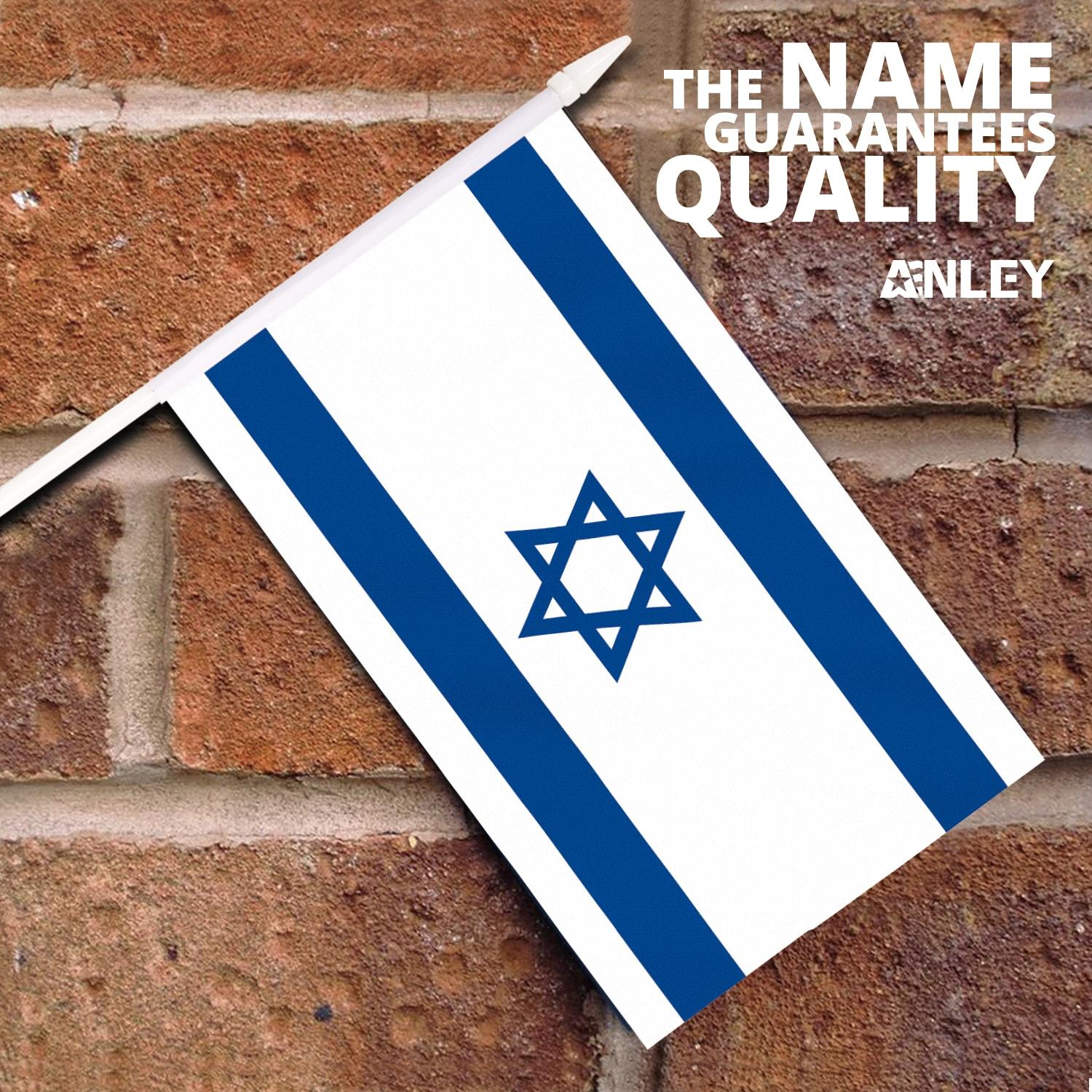 Mini Israeli Flags with Plastic Poles, 12 Pack