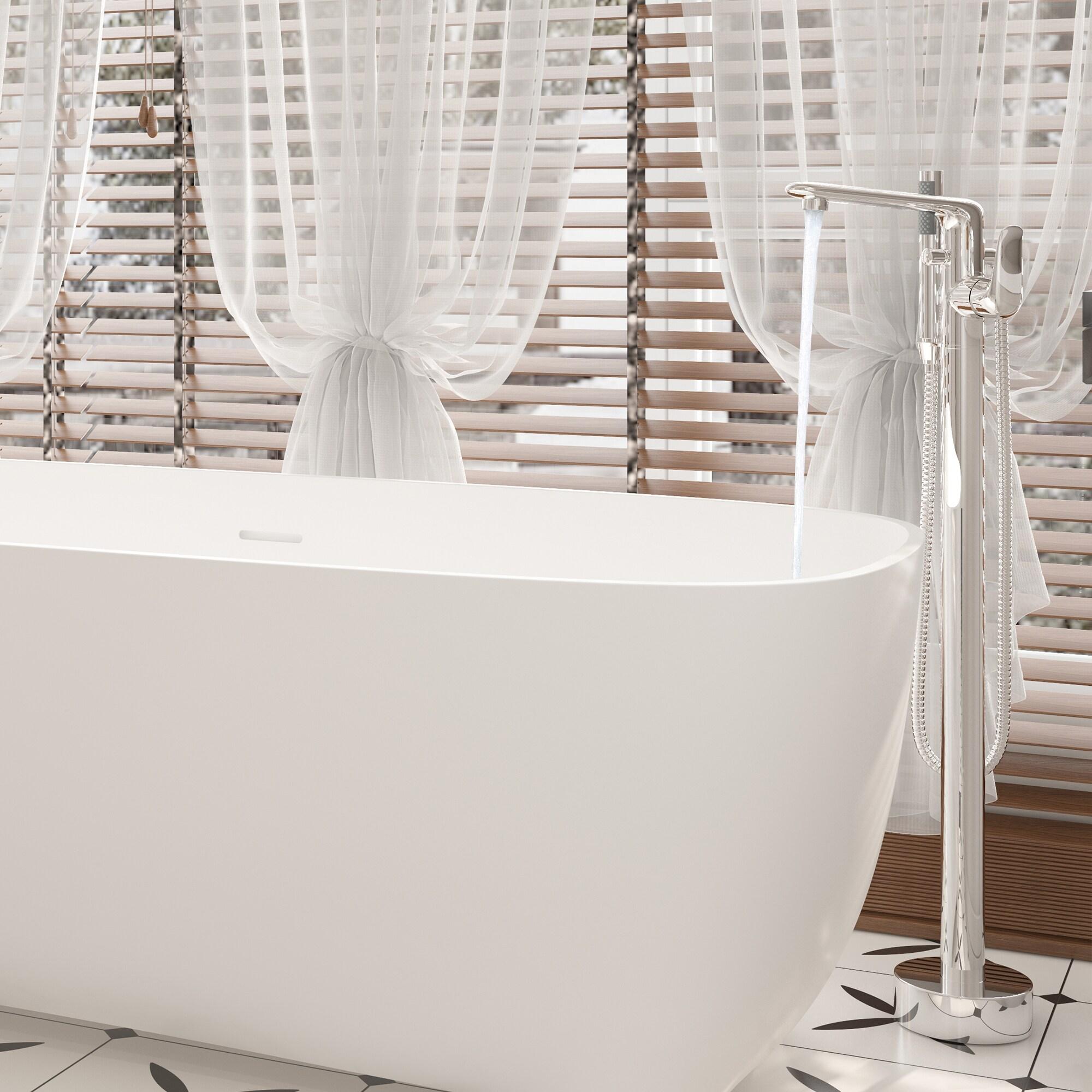 Chrome Freestanding Bathtub Faucet with Hand Shower
