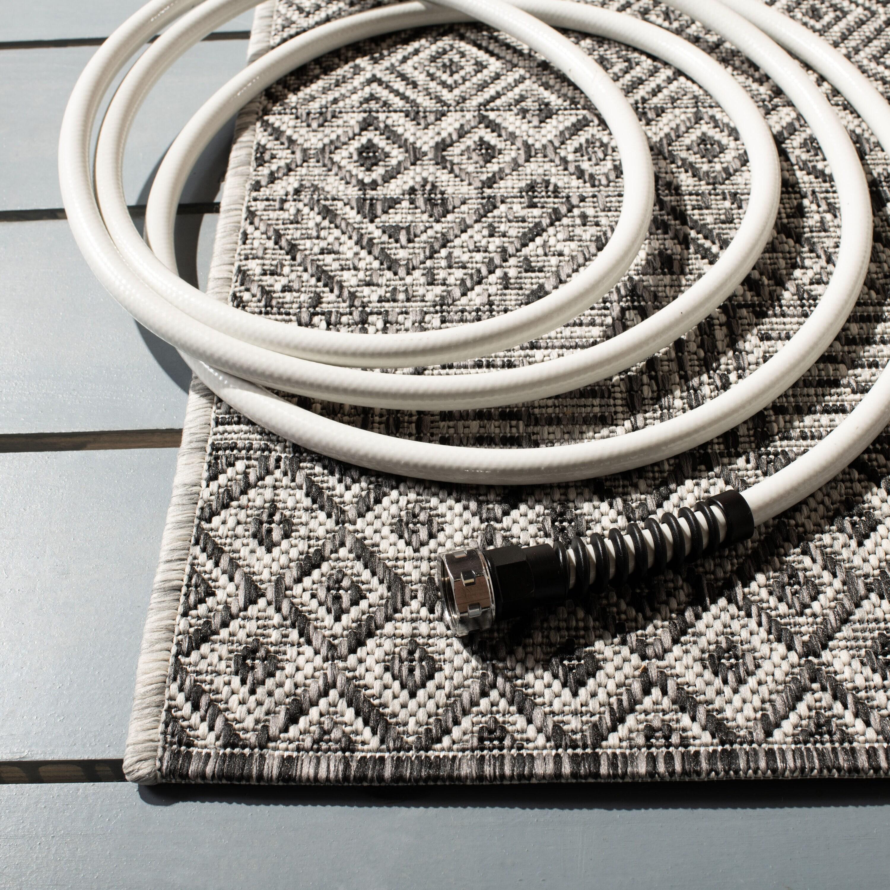 Courtyard CY8235 Power Loomed Indoor and Outdoor Area Rug - Grey/Black - 4'x5'7" - Safavieh
