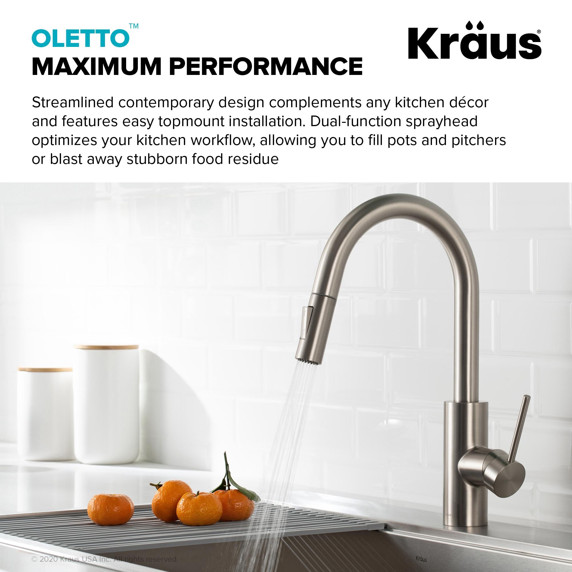 KRAUS Oletto Pull-Down Kitchen Faucet and Purita Water Filter Faucet Combo