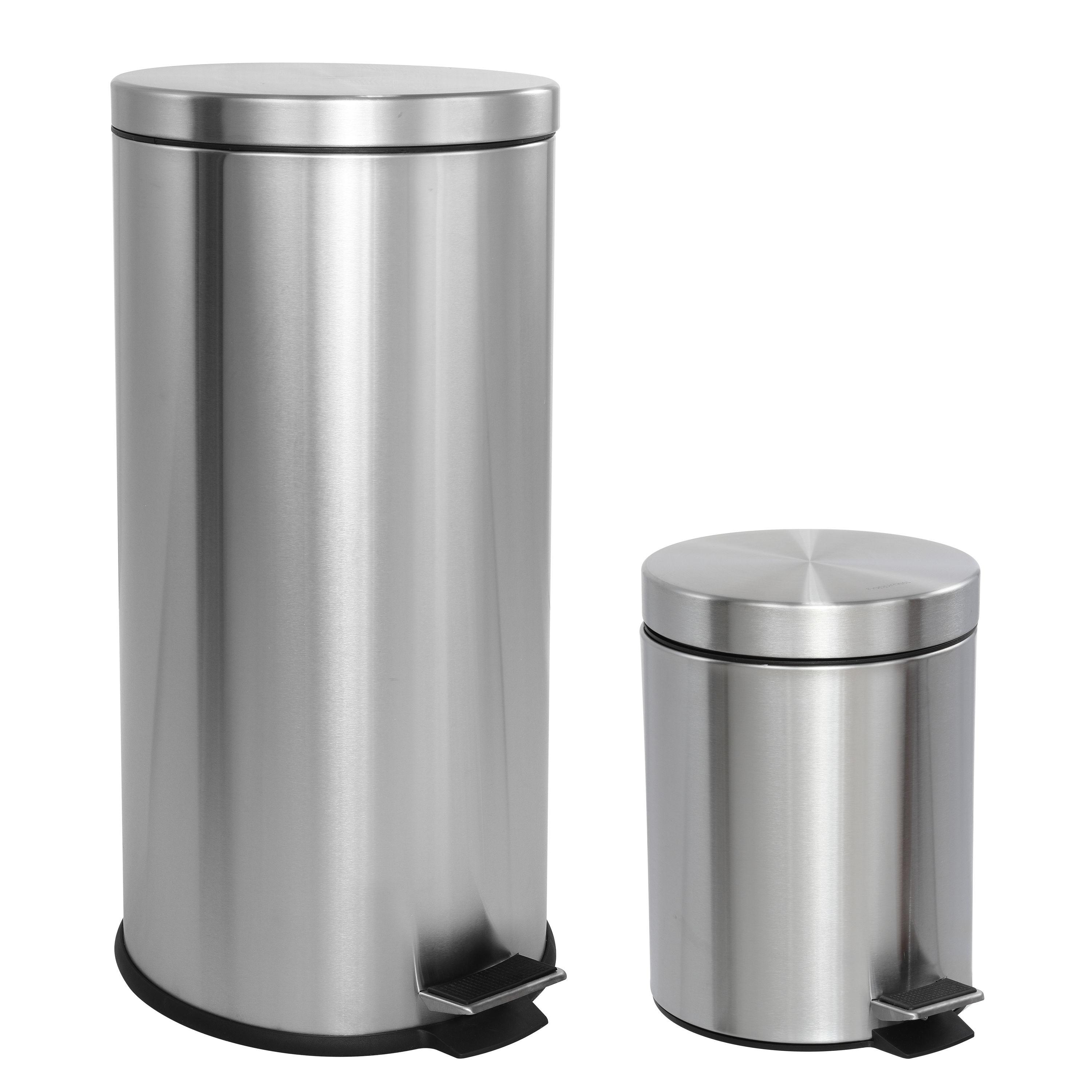 Steel Step On Trash Can Sets - 8 Gallons