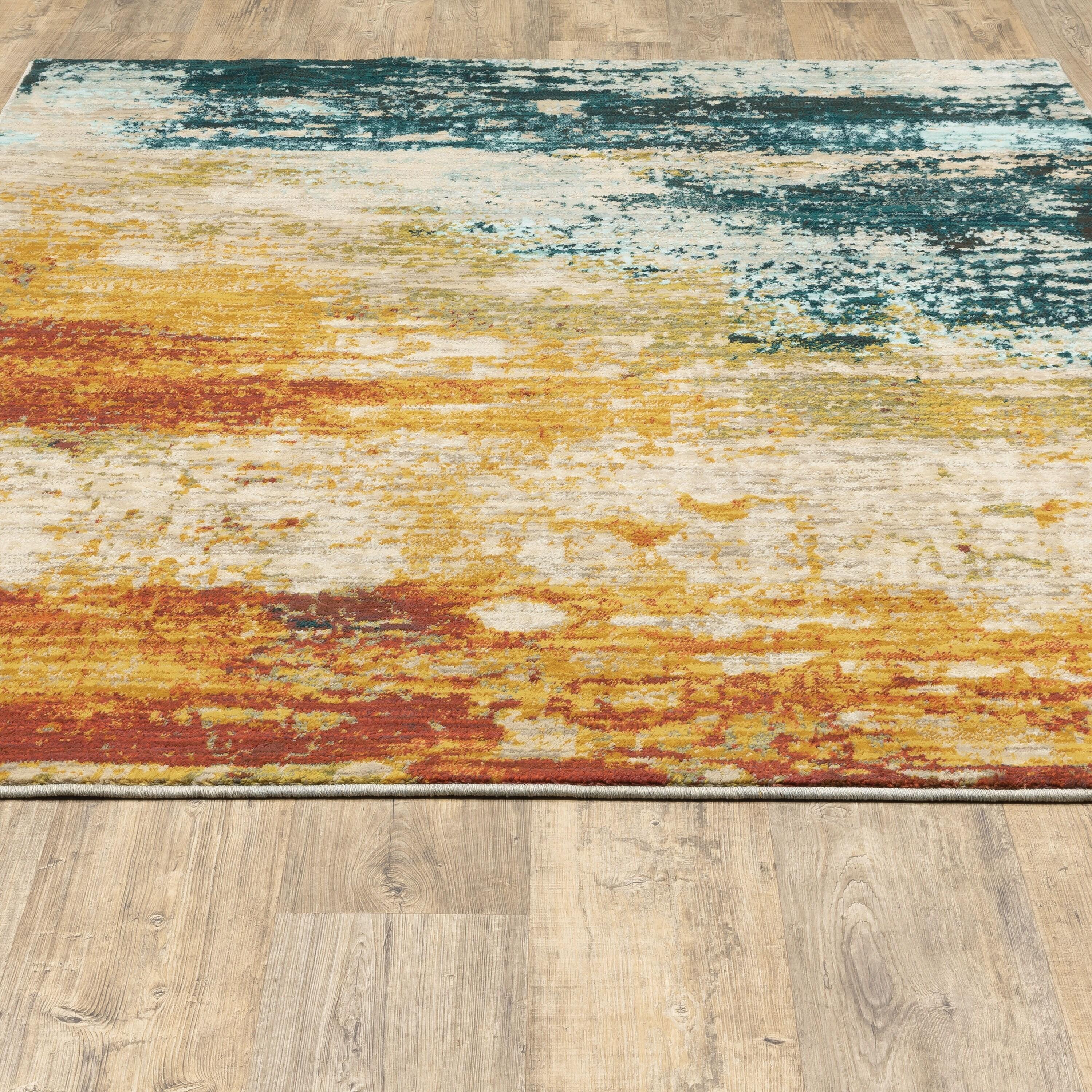 Moretti Birani Area Rug 6365A Blue Rusted Worn 7' 10" x 10' 10" Rectangle