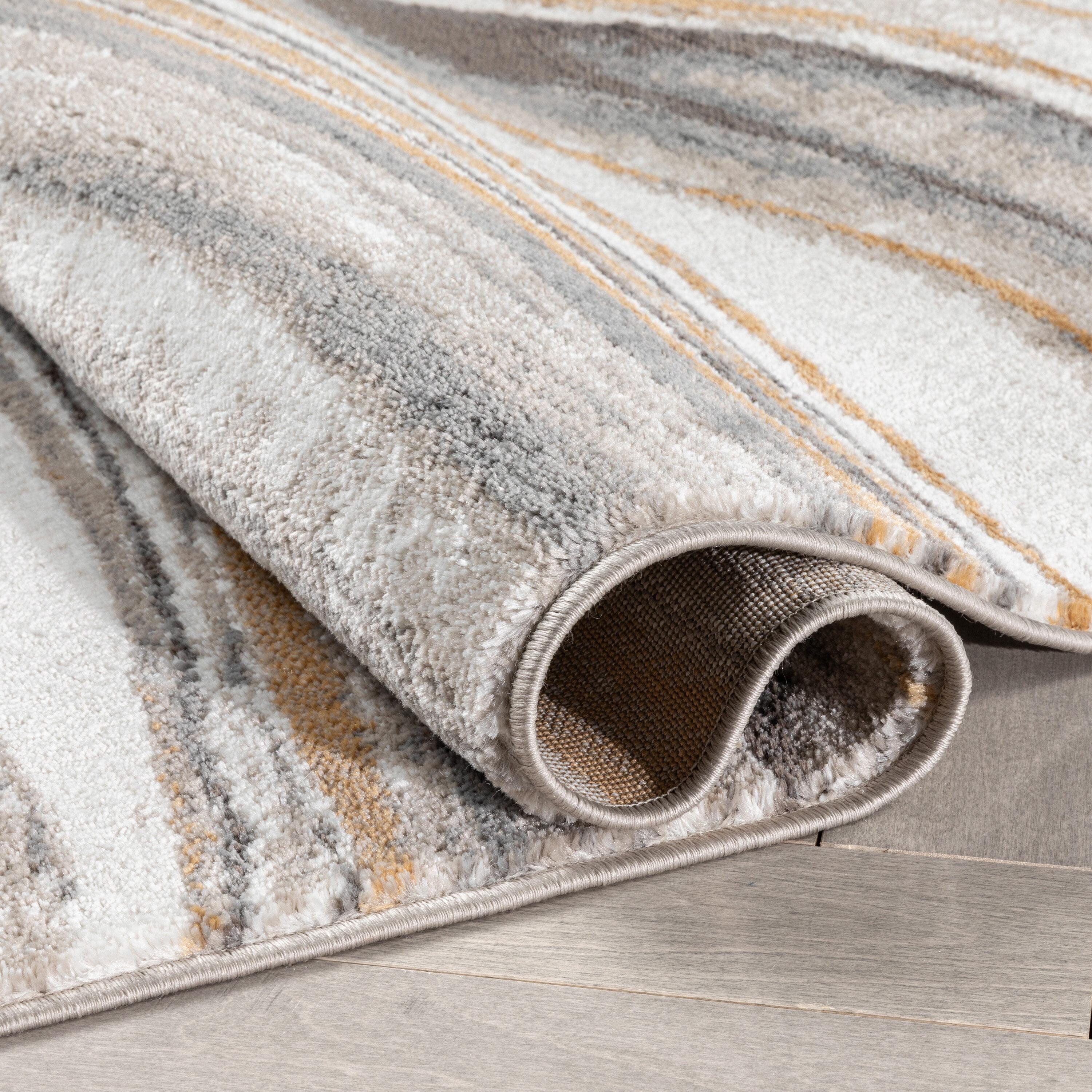 Well Woven Devin Grey Golden Rust Abstract Geometric Stripes Modern 3'11" x 5'3" Indoor Area Rug