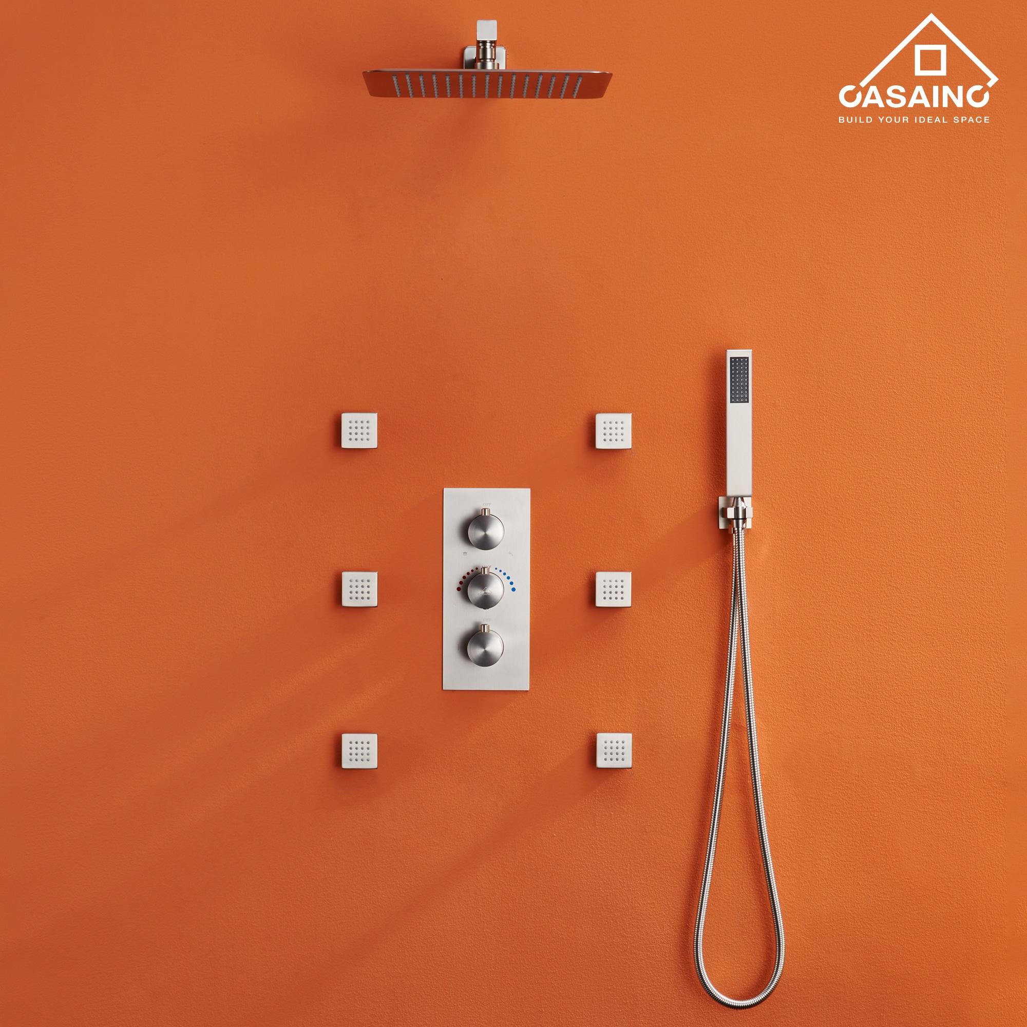 Revitalize 12 Inch Luxury Thermostatic Complete Shower System with Rough-in Valve