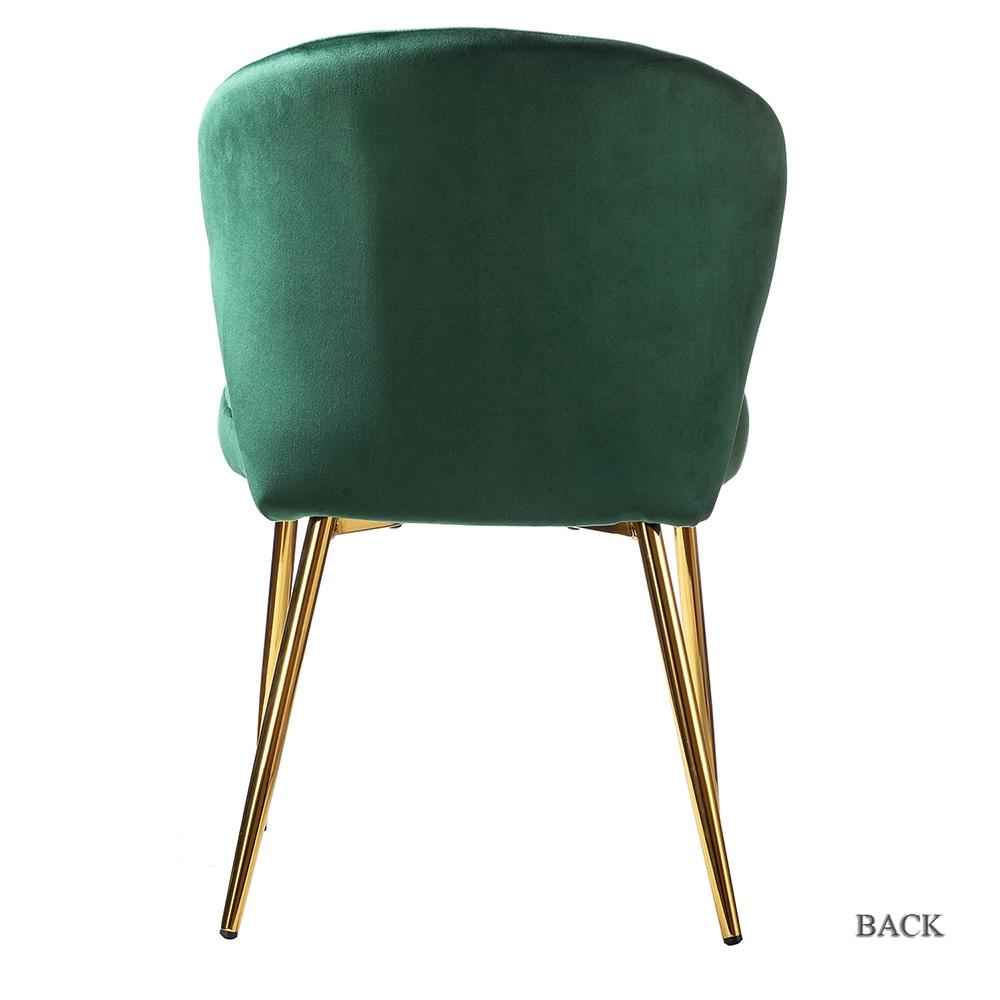 Home Kitchen Velvet Dining Chairs Set of 2 Upholstered Side Chairs Accent Channel Tufted Metal Legs Living Room Bedroom Green